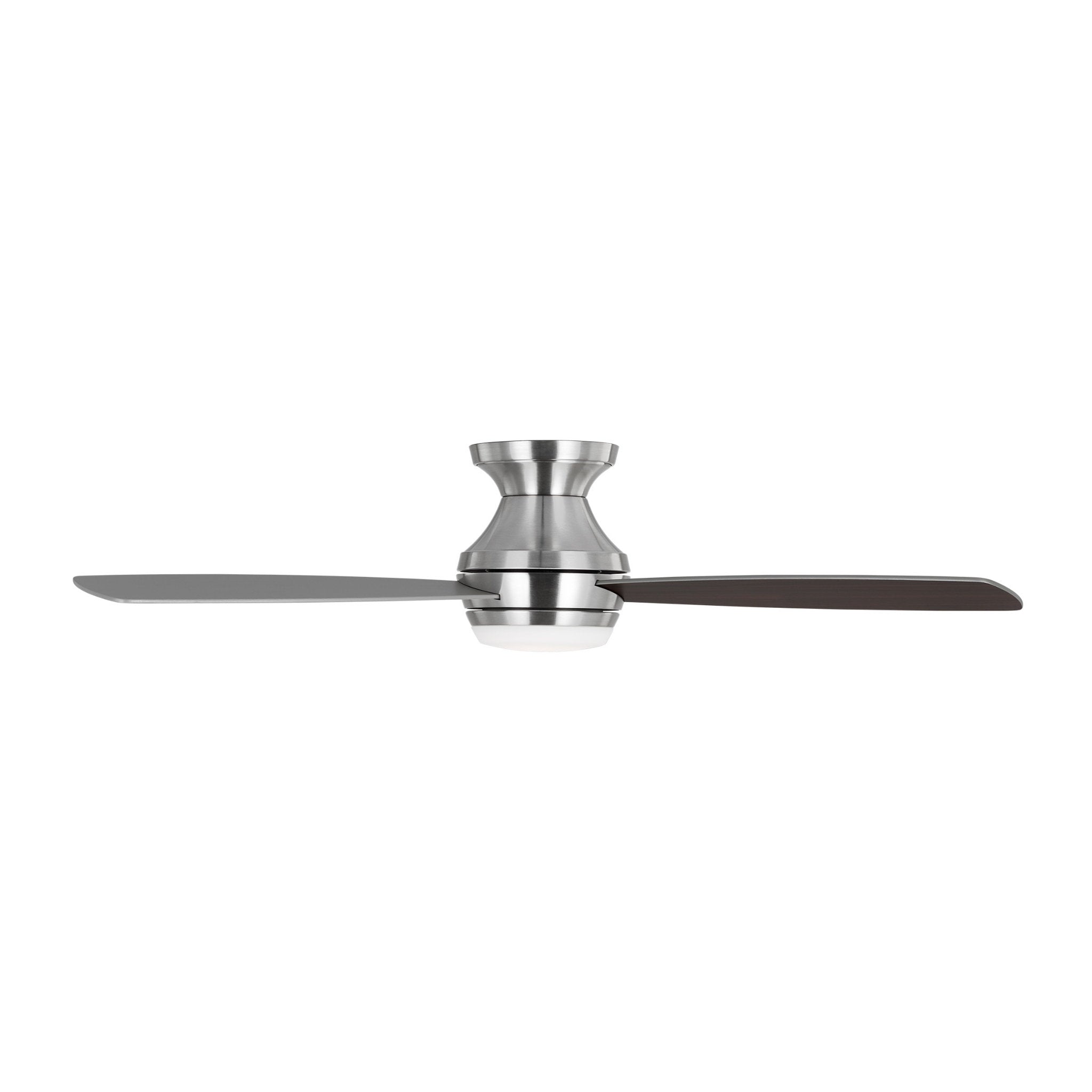 Ikon 52" LED Ceiling Fan  in Brushed Steel  w/ Silver/American Walnut reversible blades Blade D:52'' H:10 13/16''