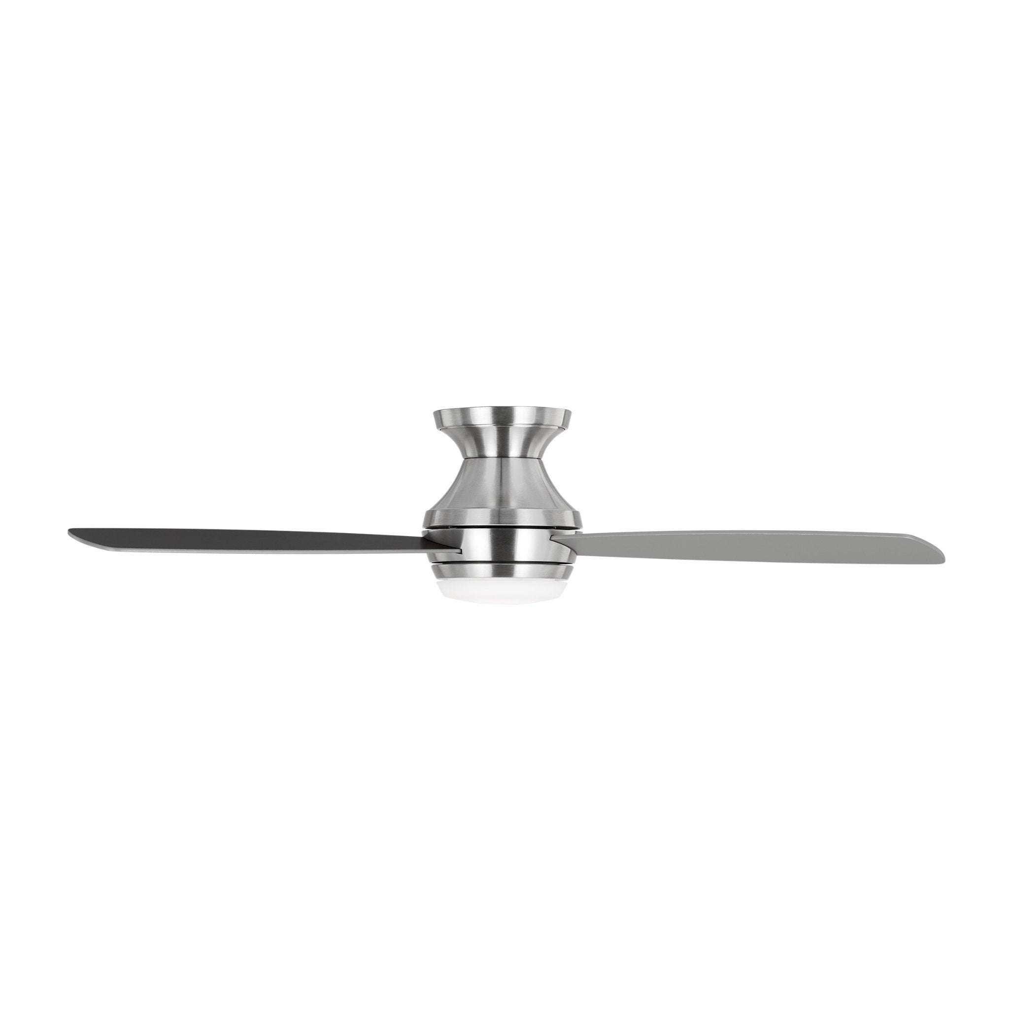 Ikon 52" LED Ceiling Fan  in Brushed Steel  w/ Silver/American Walnut reversible blades Blade D:52'' H:10 13/16''