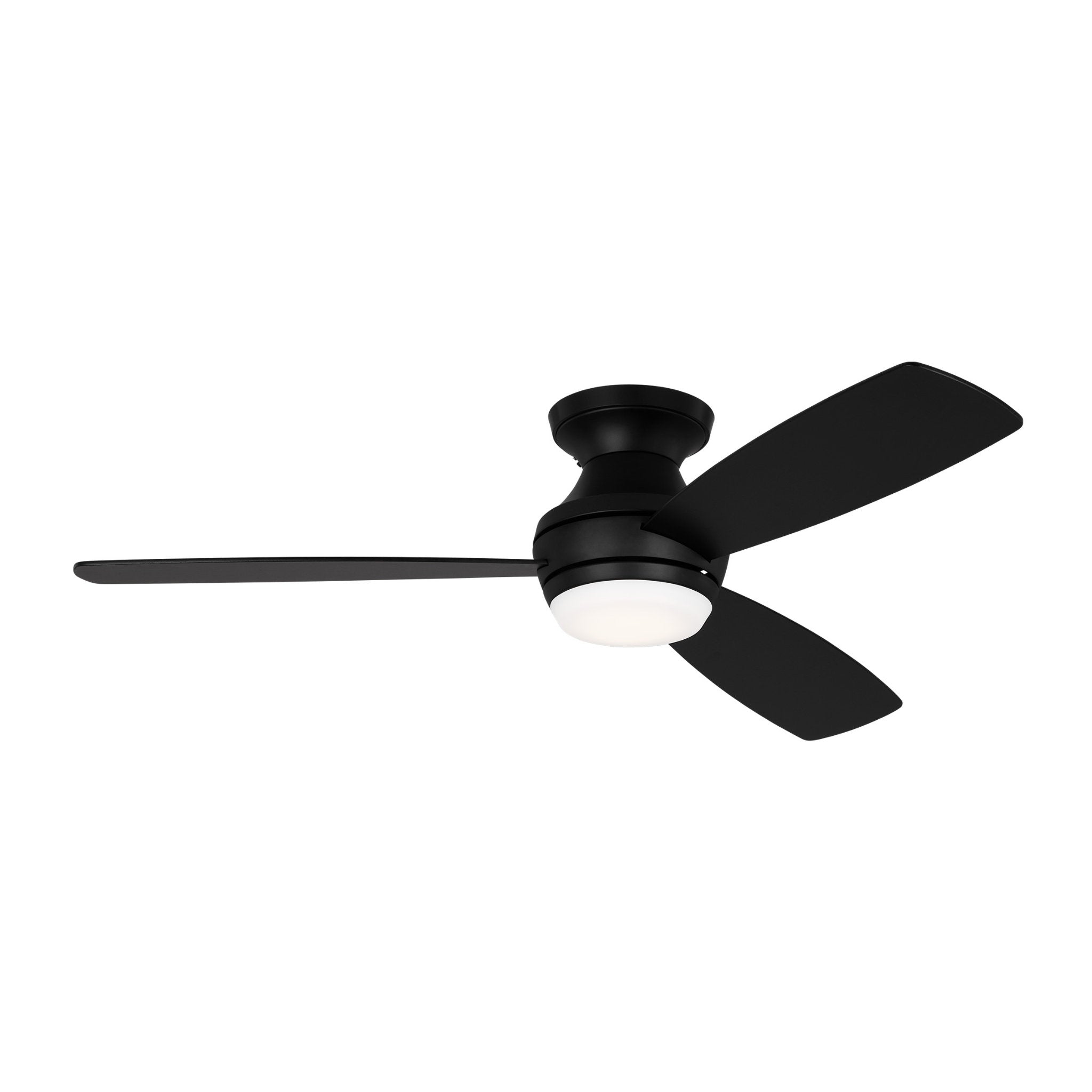 Ikon 52" LED Ceiling Fan  in Midnight Black  w/ Midnight Black/American Walnut reversible blades Blade D:52'' H:10 13/16''