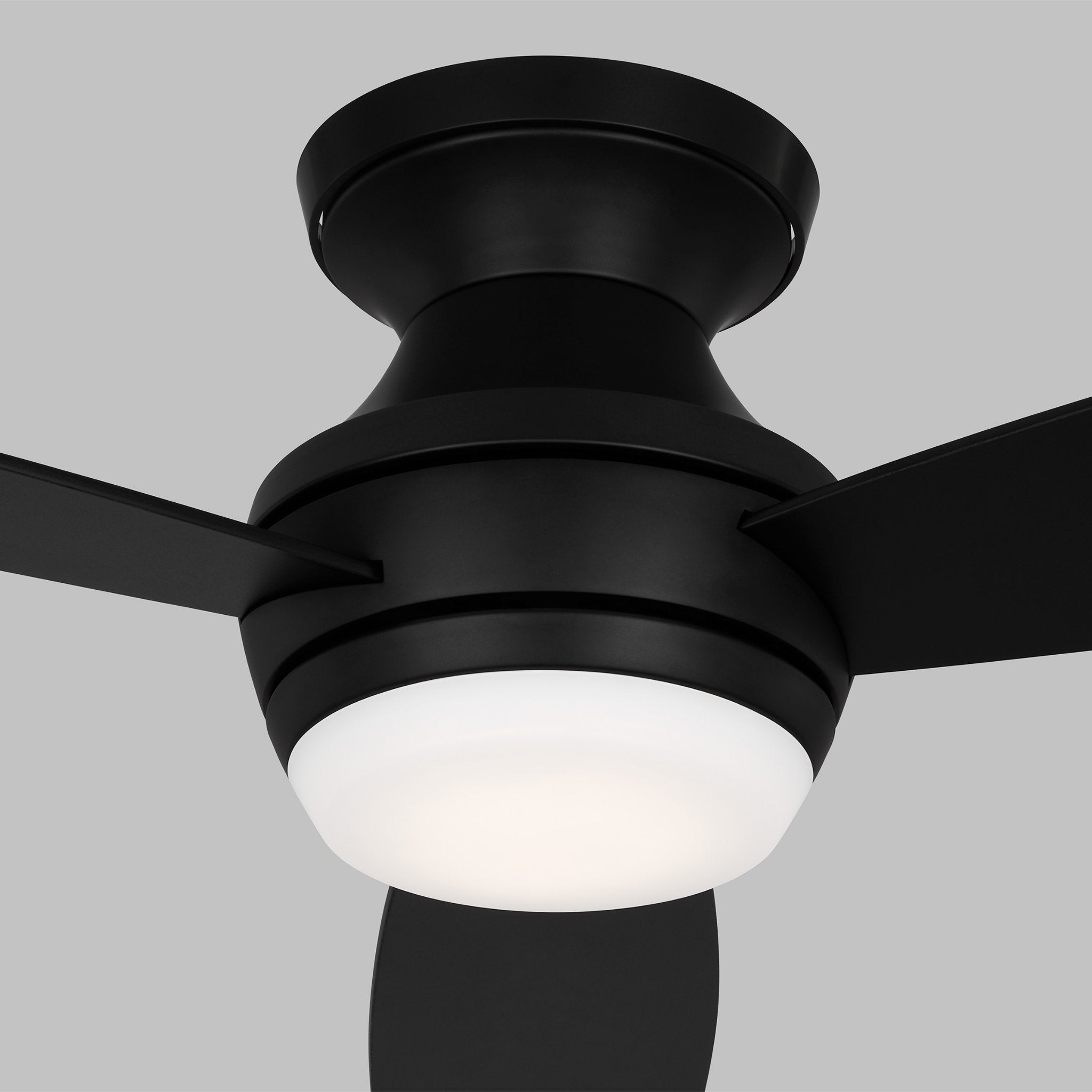Ikon 52" LED Ceiling Fan  in Midnight Black  w/ Midnight Black/American Walnut reversible blades Blade D:52'' H:10 13/16''