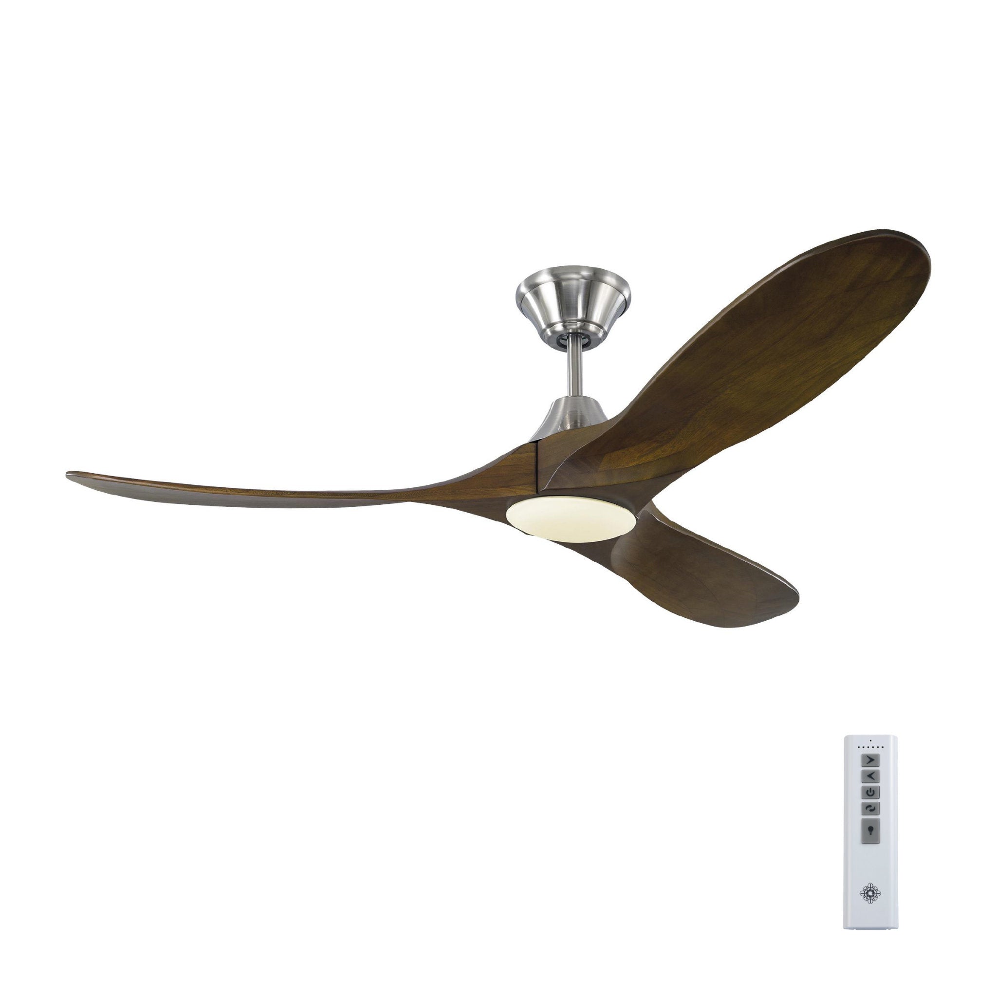 Maverick 52" LED Ceiling Fan  in Brushed Steel  w/ Dark Walnut Blade D:52'' H:13 13/16''