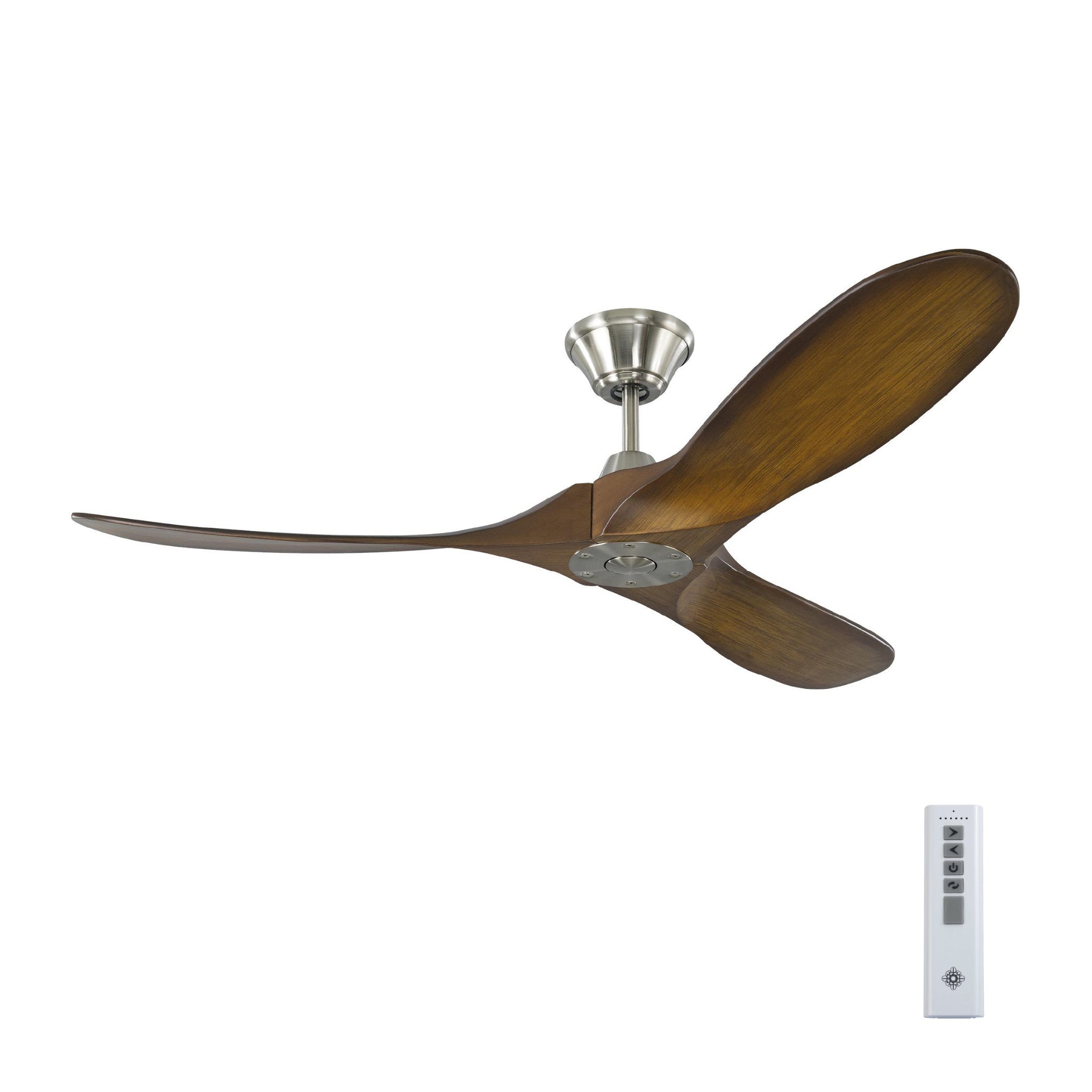 Maverick 52" Ceiling Fan  in Brushed Steel  w/ Koa Blade D:52'' H:11 11/16''