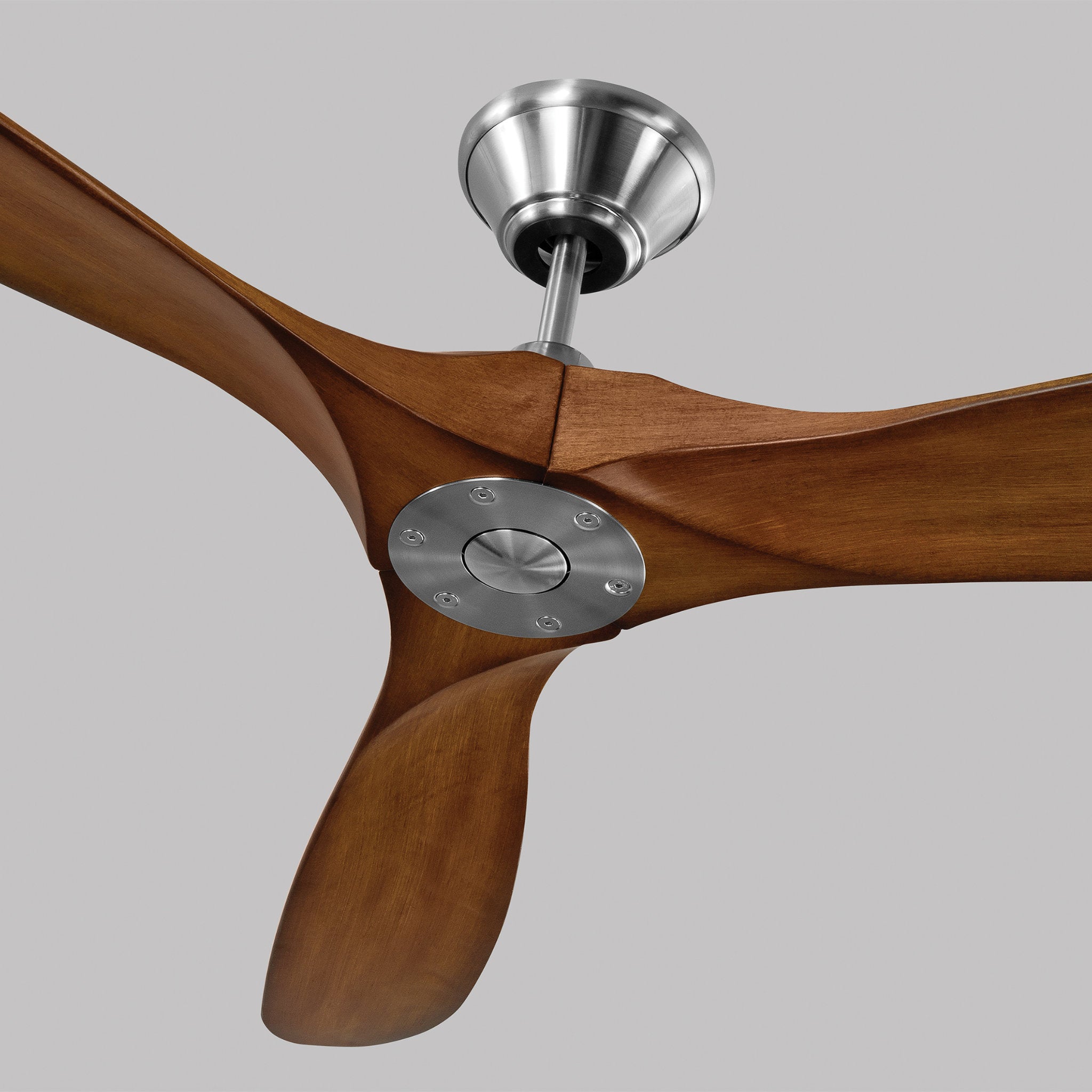 Maverick 70" Ceiling Fan  in Brushed Steel  w/ Koa Blade D:70'' H:11 11/16''