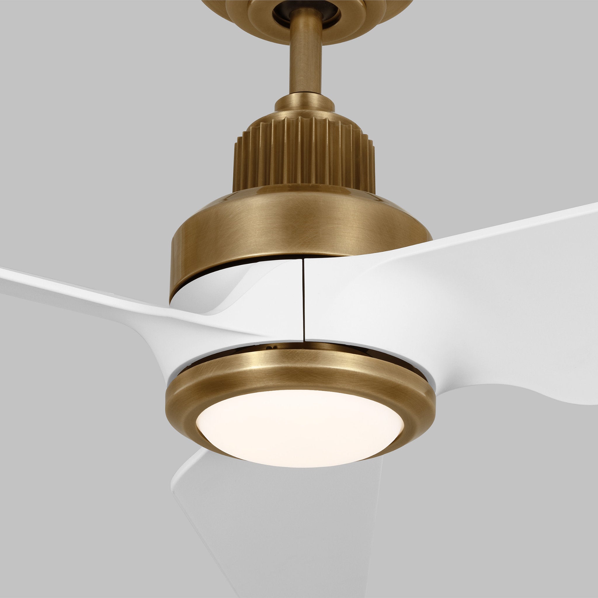 Chapman & Myers Ruhlmann 52" LED Ceiling Fan  in Hand Rubbed Antique Brass  w/ Matte White Blade D:52'' H:14 1/2''