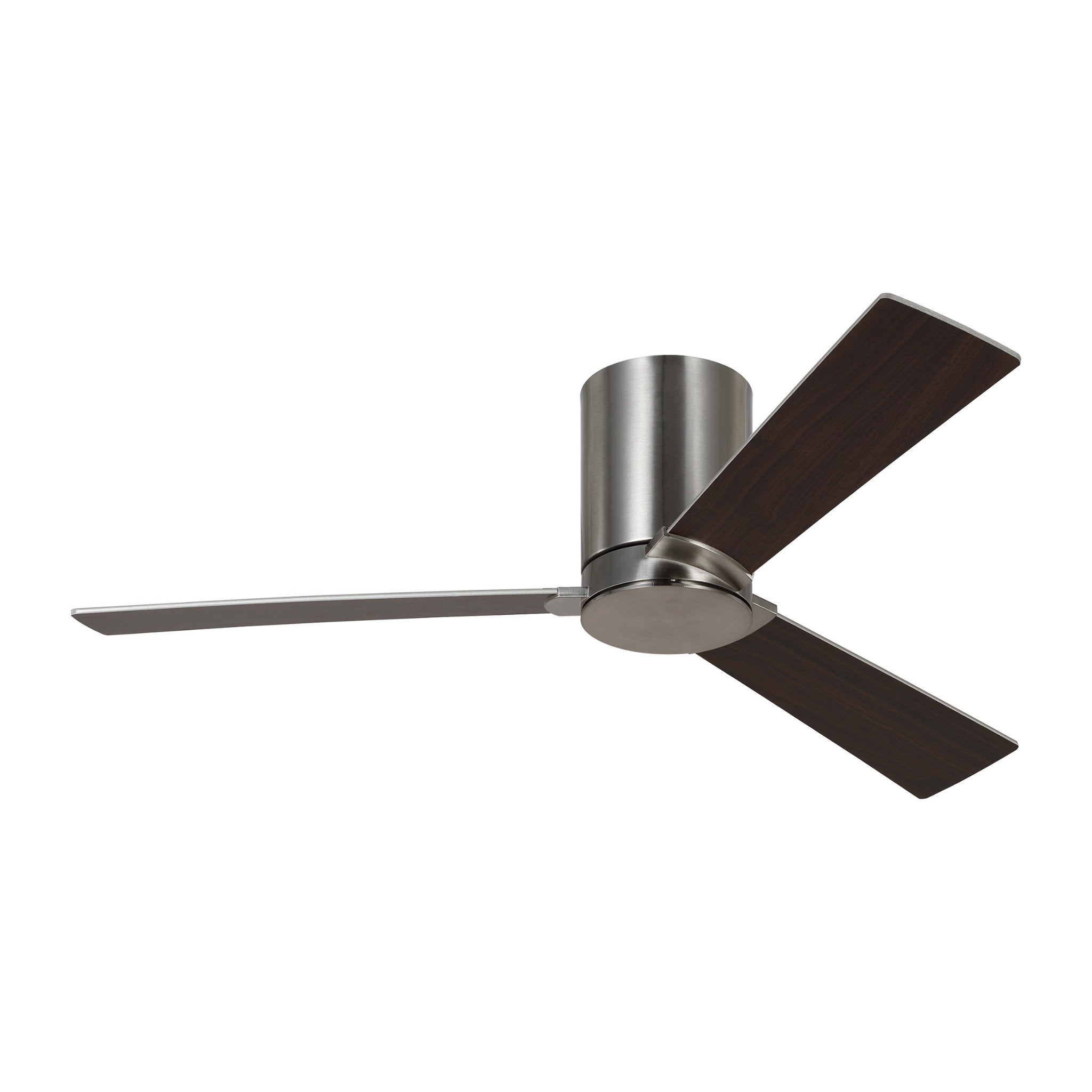 Rozzen 44" Ceiling Fan  in Brushed Steel  w/ Silver/American Walnut reversible blades Blade D:44'' H:9 5/16''