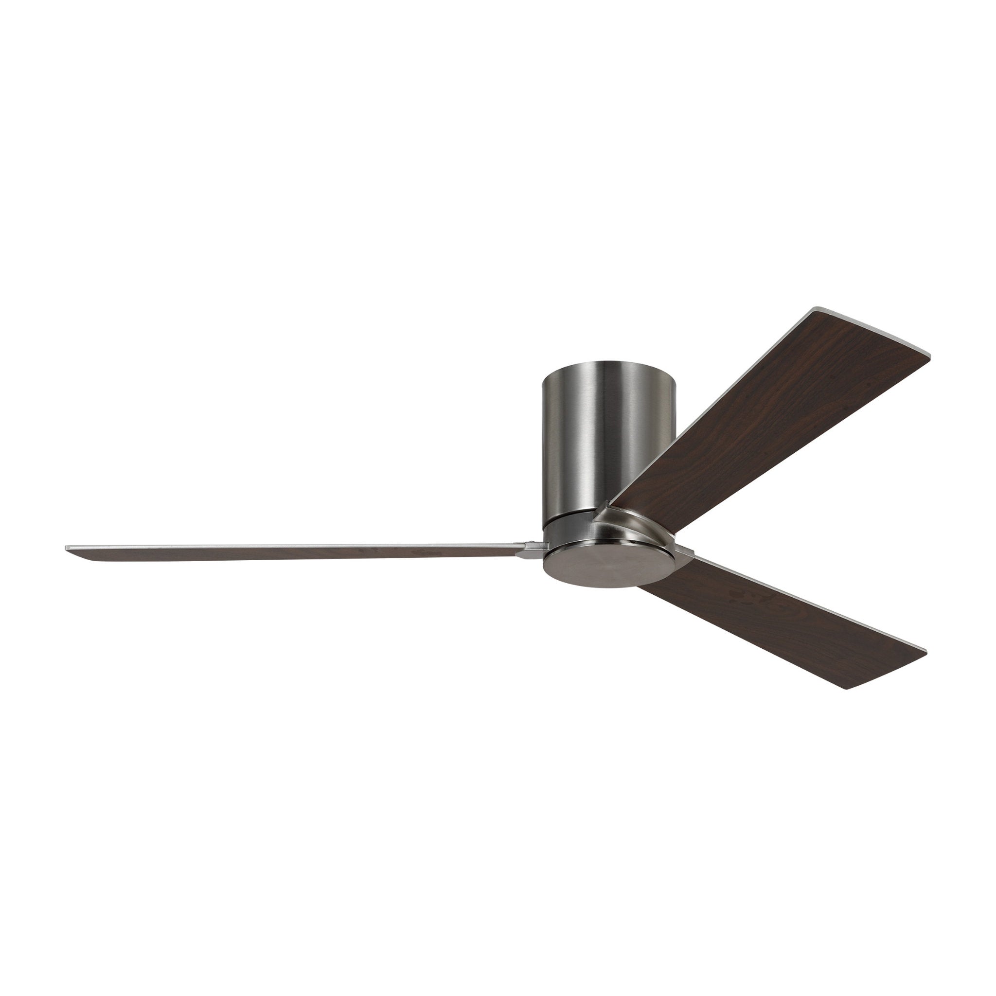 Rozzen 52" Ceiling Fan  in Brushed Steel  w/ Silver/American Walnut reversible blades Blade D:52'' H:9 5/16''