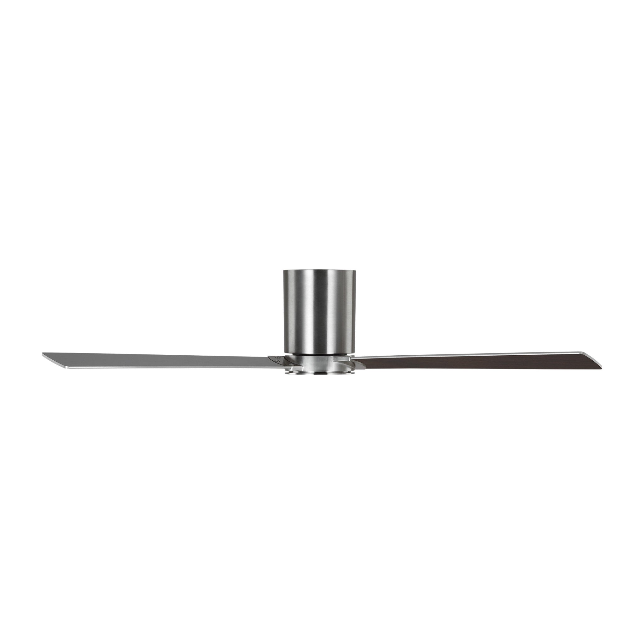 Rozzen 52" Ceiling Fan  in Brushed Steel  w/ Silver/American Walnut reversible blades Blade D:52'' H:9 5/16''