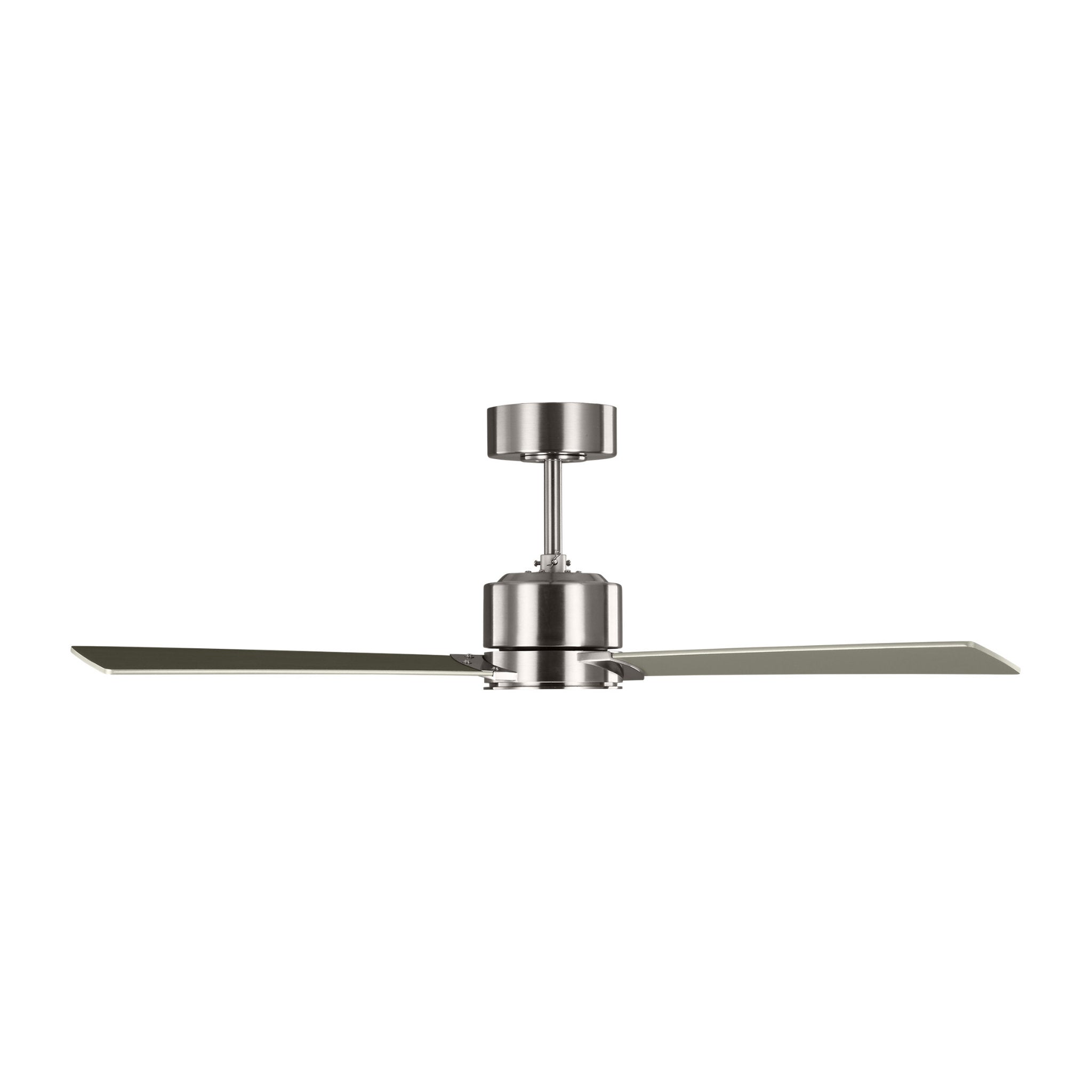 Rozzen 44" Ceiling Fan  in Brushed Steel  w/ Silver/American Walnut reversible blades Blade D:44'' H:12 19/32''