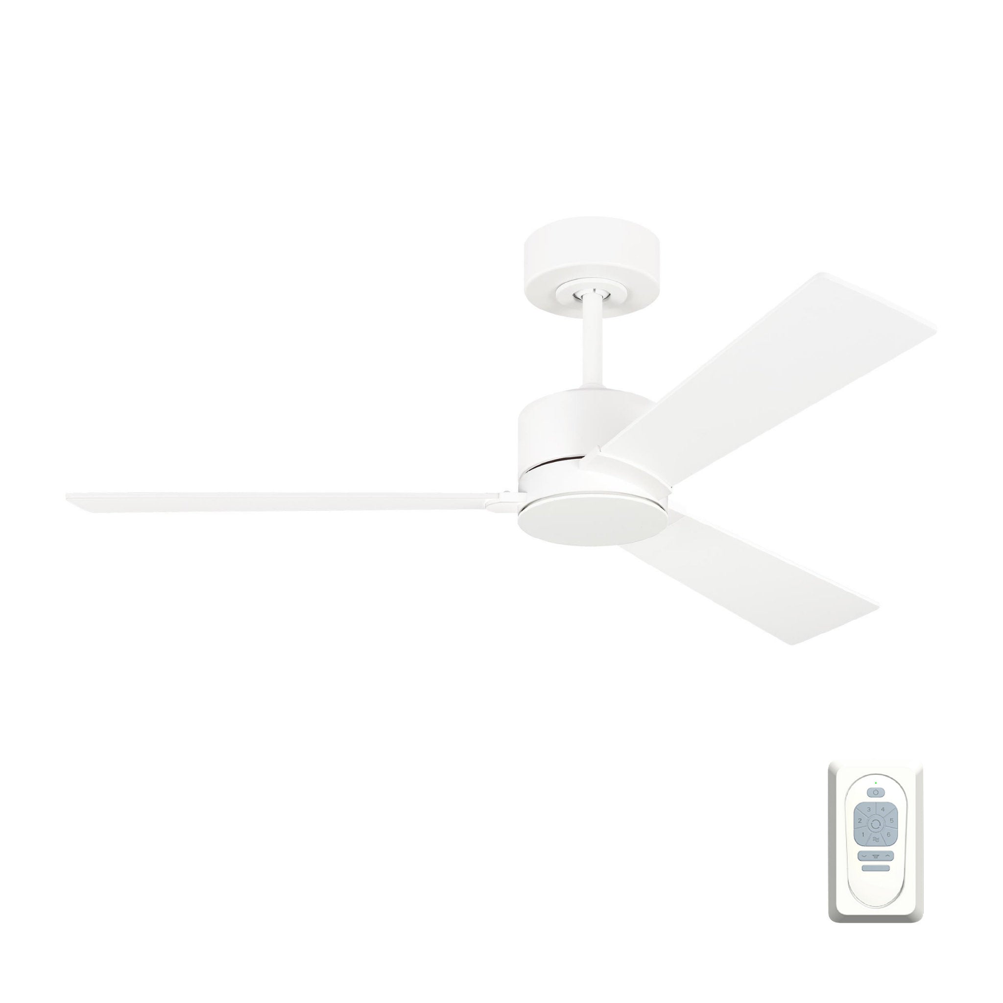 Rozzen 44" Ceiling Fan  in Matte White  w/ Matte White Blade D:44'' H:12 19/32''
