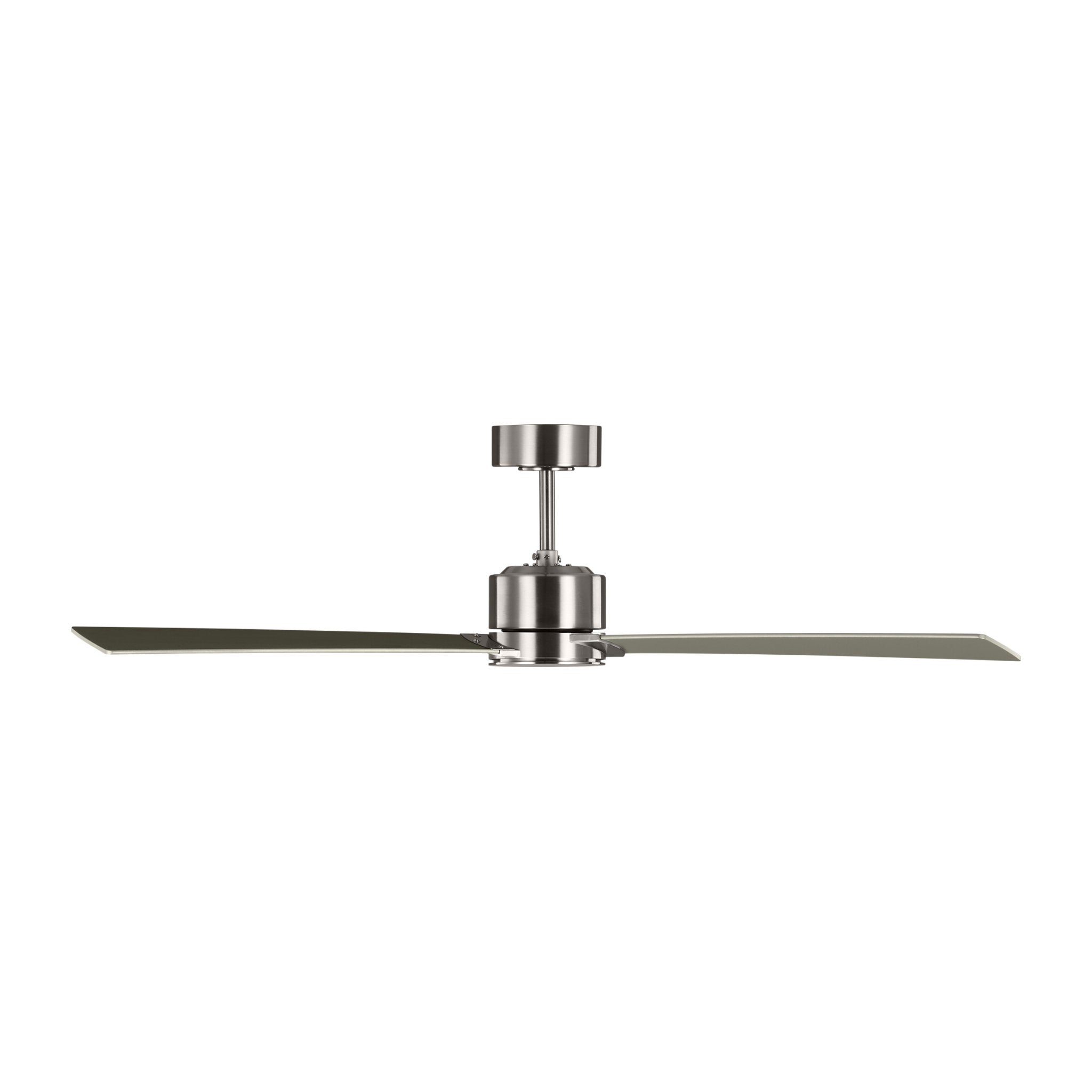 Rozzen 52" Ceiling Fan  in Brushed Steel  w/ Silver/American Walnut reversible blades Blade D:52'' H:12 19/32''