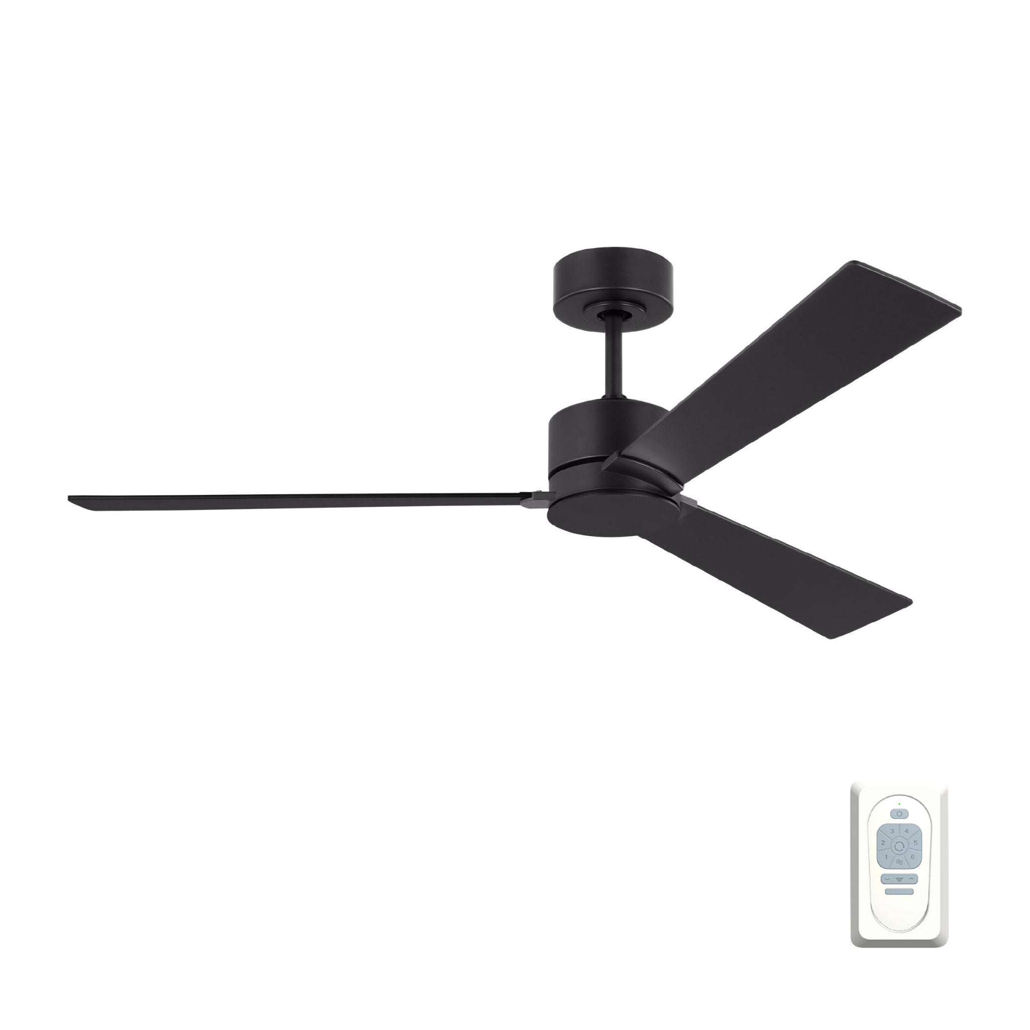 Rozzen 52" Ceiling Fan  in Midnight Black  w/ Midnight Black/American Walnut reversible blades Blade D:52'' H:12 19/32''