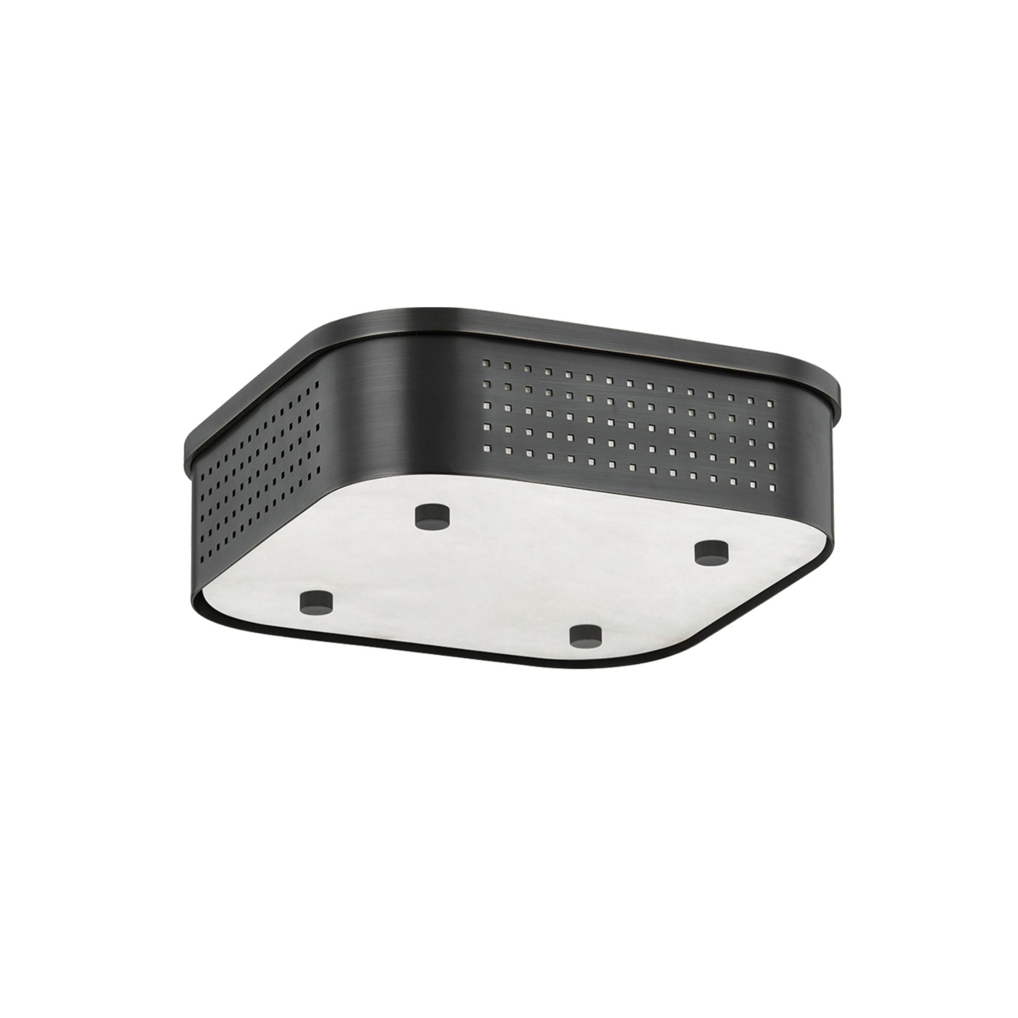 Madison Square 1-Light Flush Mount in Distressed Bronze 13.25L x 13.25W x 4.25H