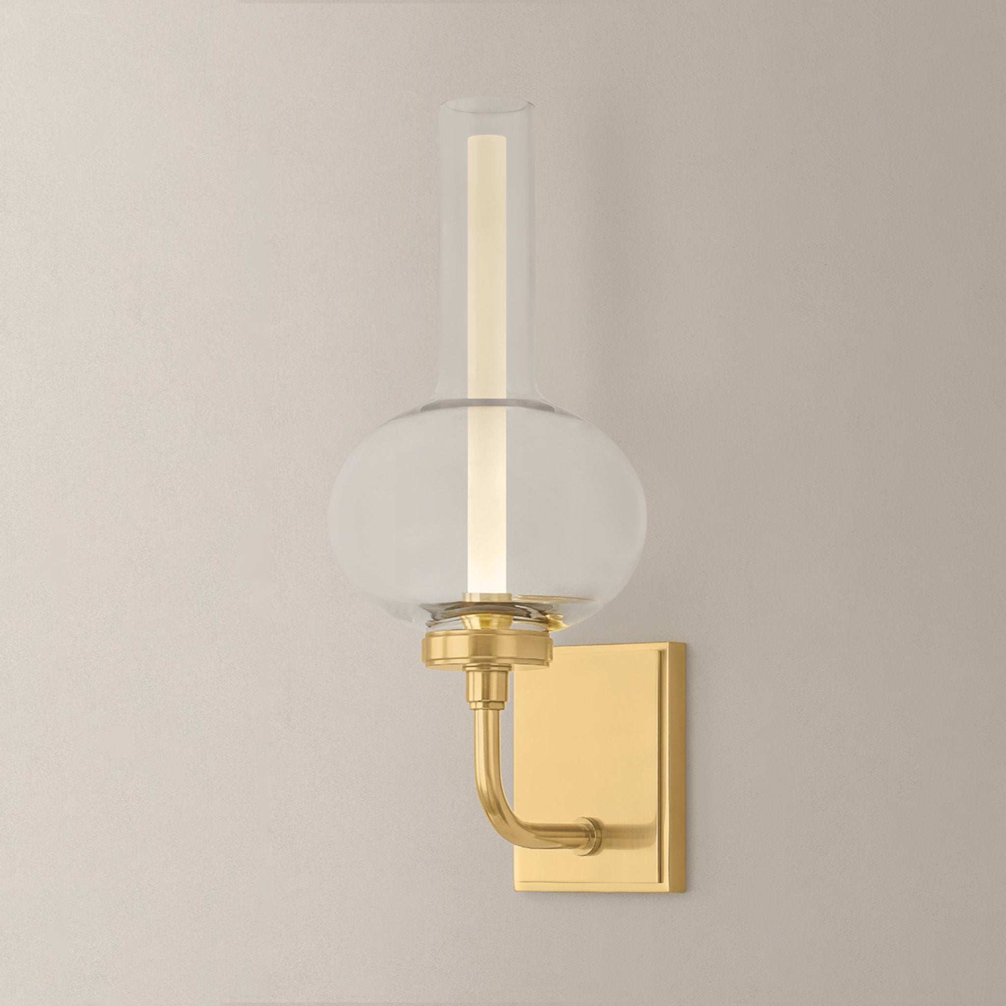Rossman 1-Light Wall Sconce in Aged Brass 6.75W x 16.5H