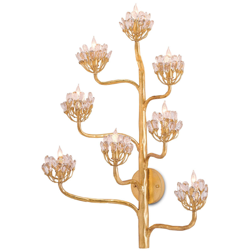 Agave Americana Gold Wall Sconce - Dark Contemporary Gold Leaf