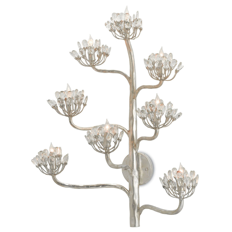 Agave Americana Silver Wall Sconce - Contemporary Silver Leaf