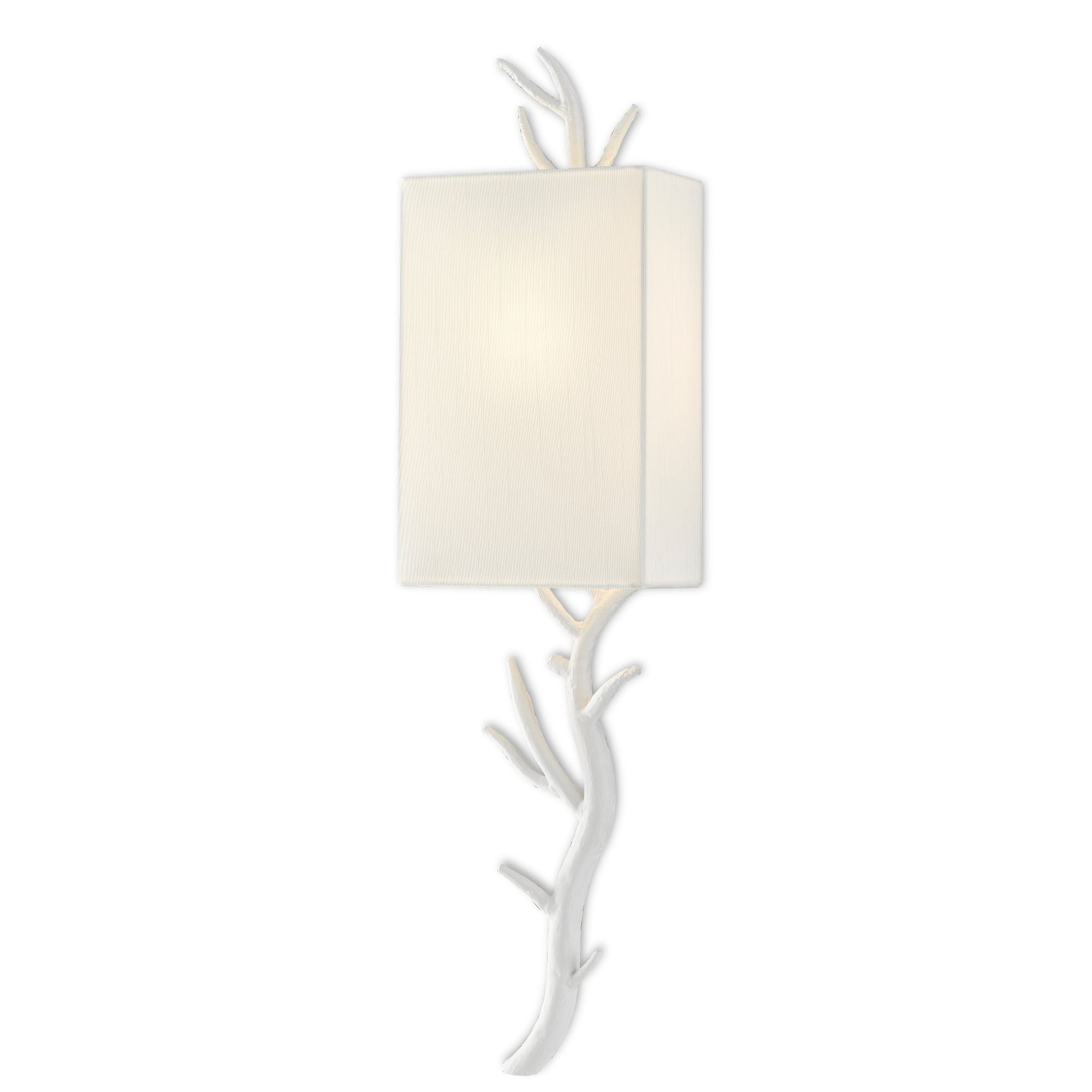 Baneberry White Wall Sconce, White Shade, Left - Gesso White