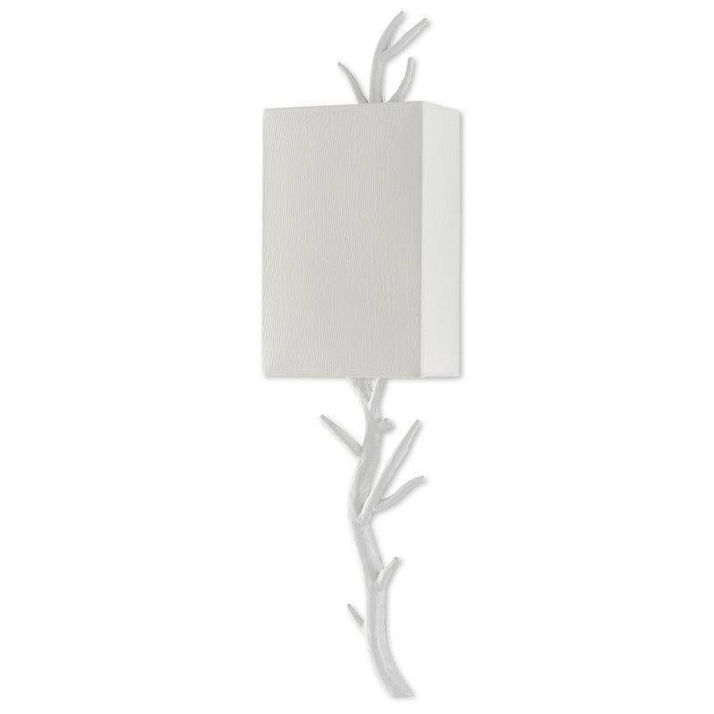 Baneberry White Wall Sconce, White Shade, Right - Gesso White
