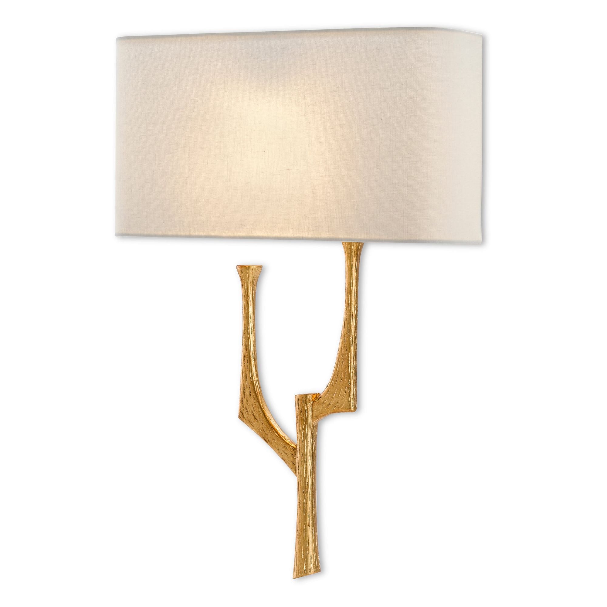 Bodnant Gold Wall Sconce, White Shade, Right - Antique Gold Leaf