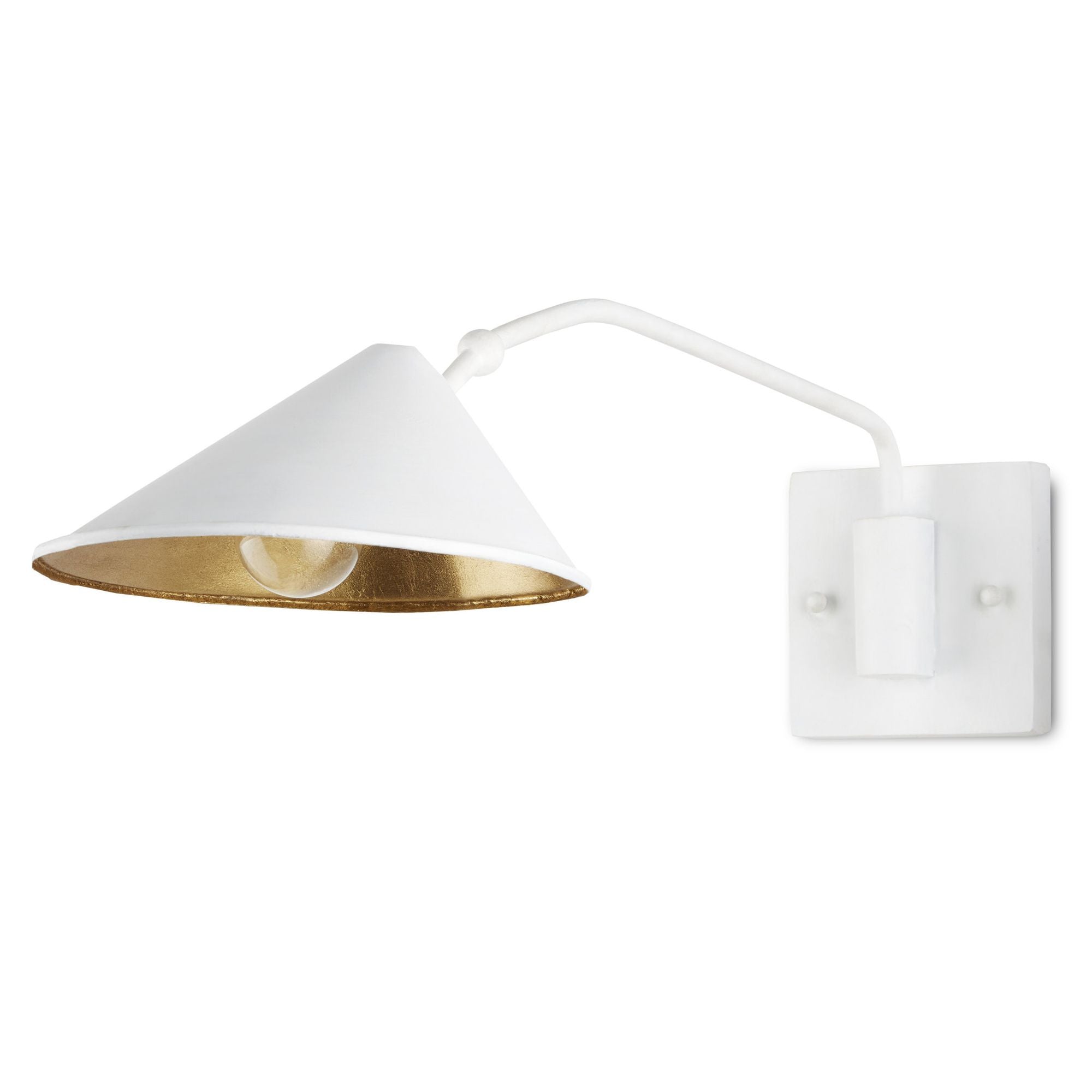 Serpa Whilte Single Swing-Arm Wall Sconce - Gesso White/Contemporary Gold Leaf