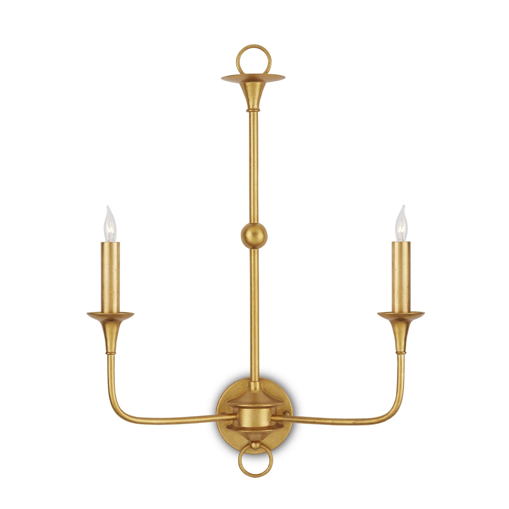 Nottaway Gold Double-Light Wall Sconce - Contemporary Gold Leaf