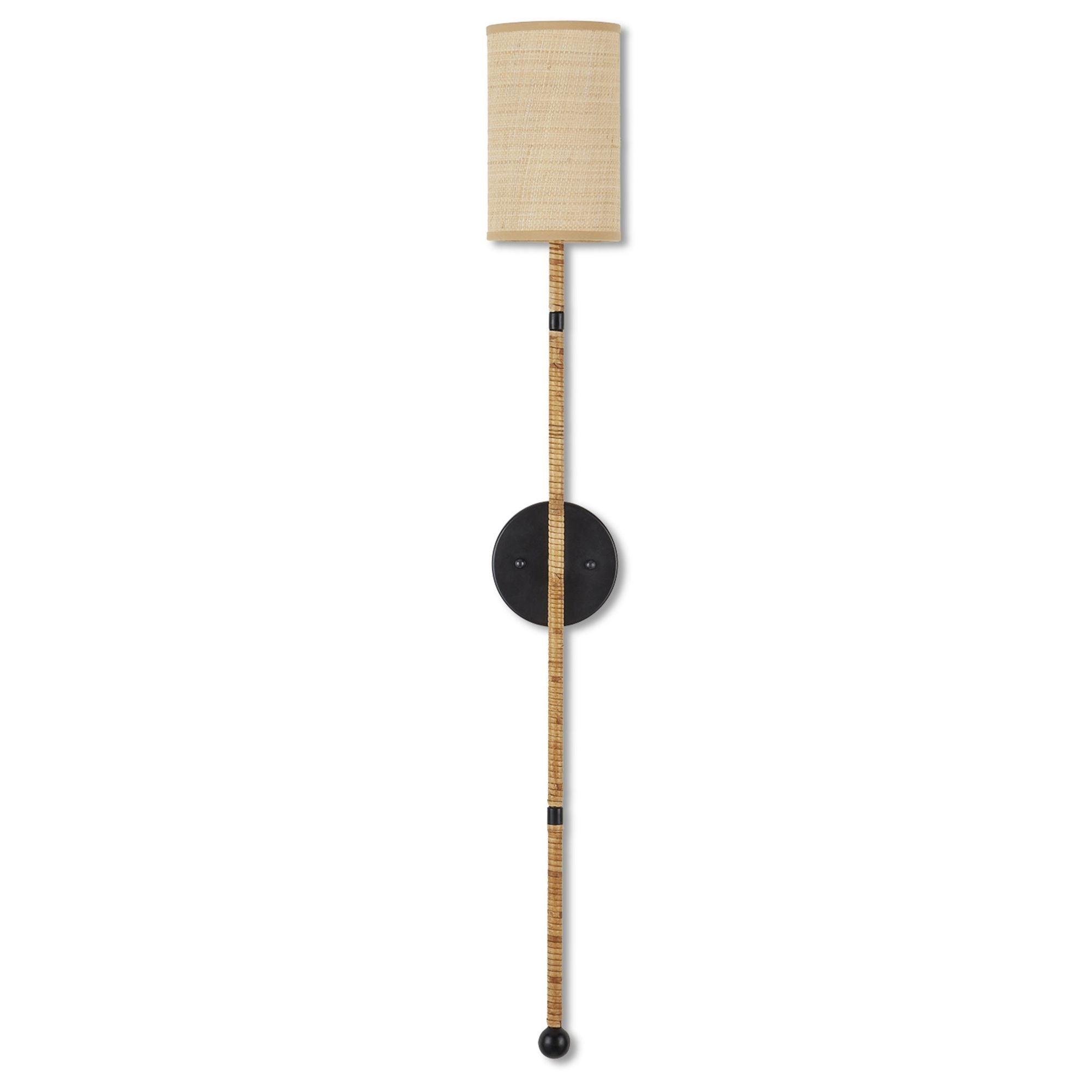 Capriole Rattan Wall Sconce - Natural/Satin Black