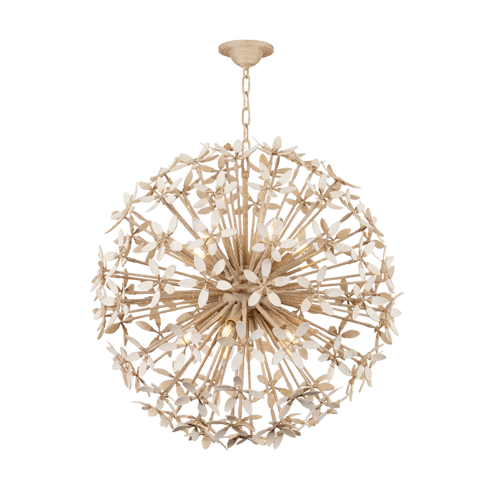 Corfu 10-Light Chandelier in Ivory Coco 30W x 29.5H