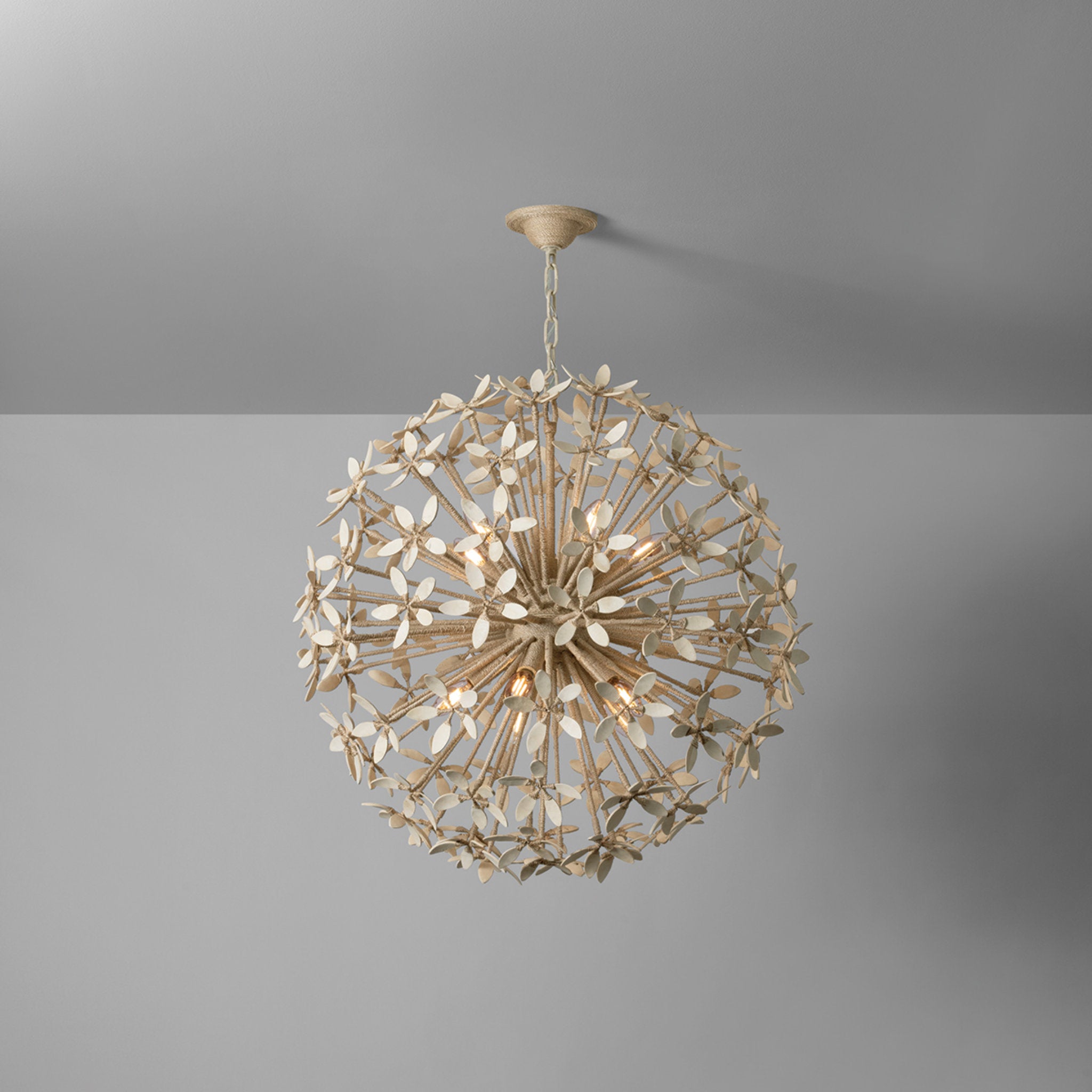 Corfu 10-Light Chandelier in Ivory Coco 30W x 29.5H