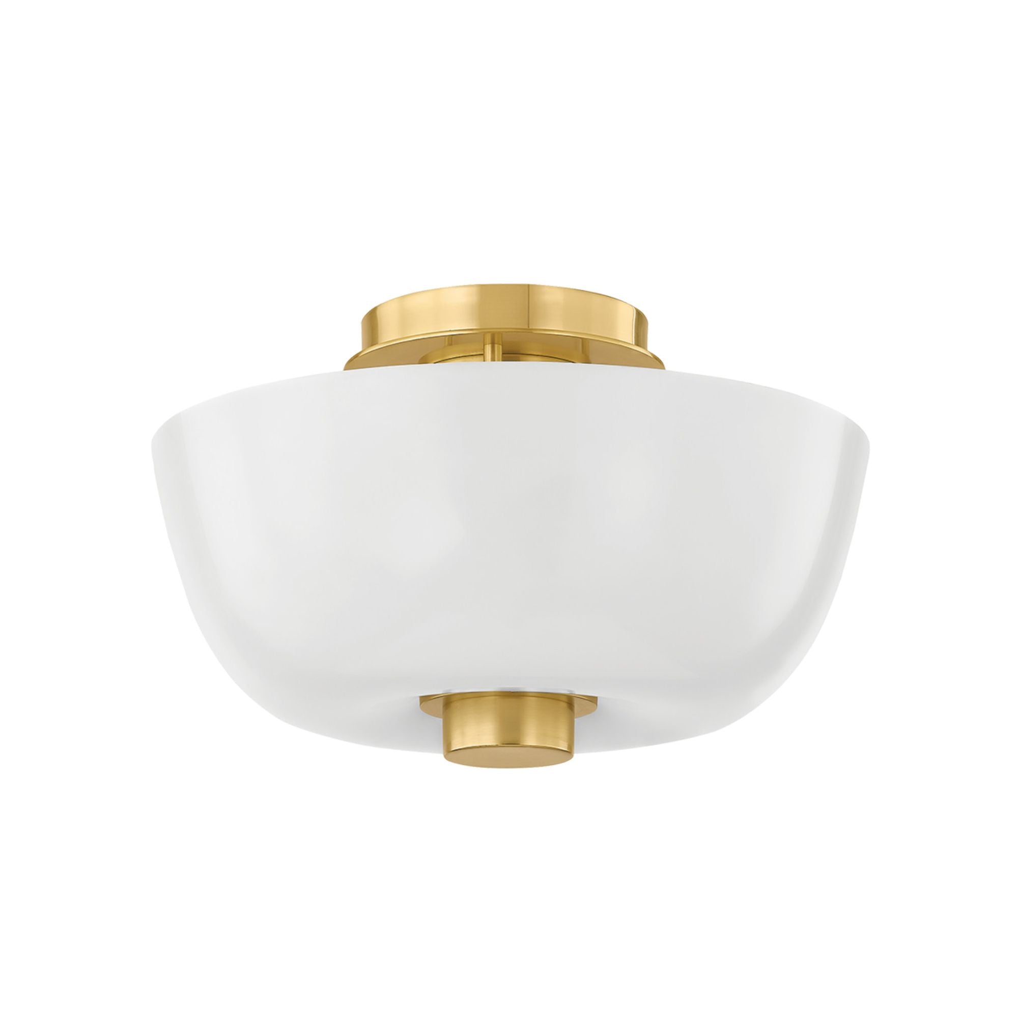Dove 1-Light Flush Mount in Aged Brass 15W x 9H