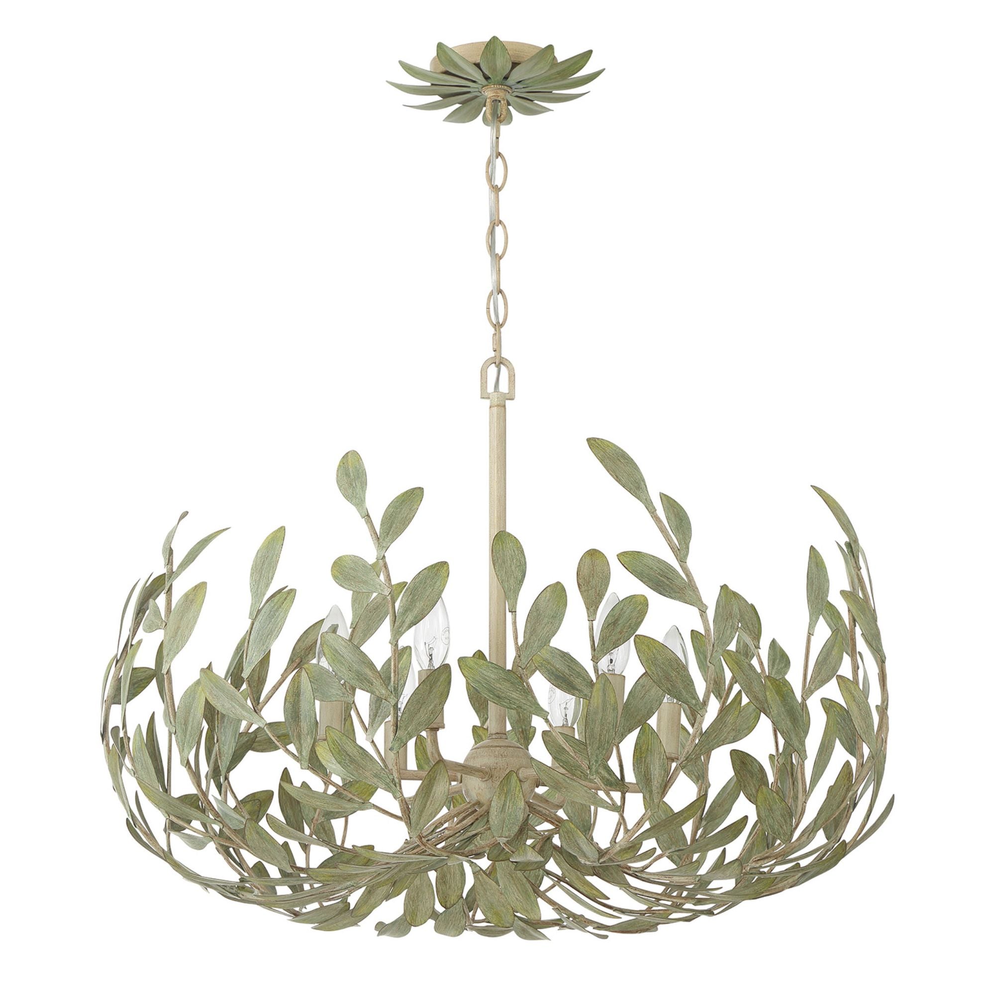 Broche 6 Light Champagne Green Tea Chandelier 27"W x 19"H x 27"D