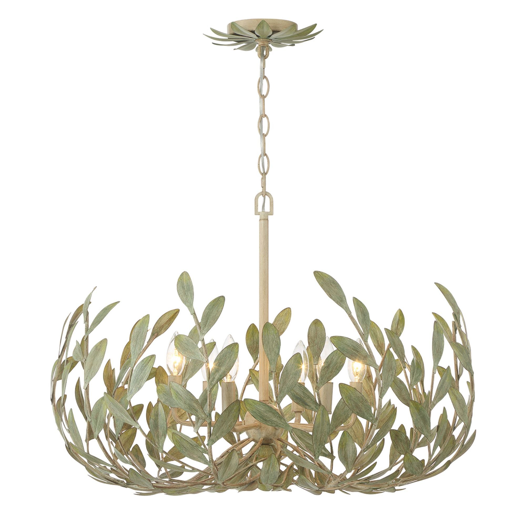 Broche 6 Light Champagne Green Tea Chandelier 27"W x 19"H x 27"D