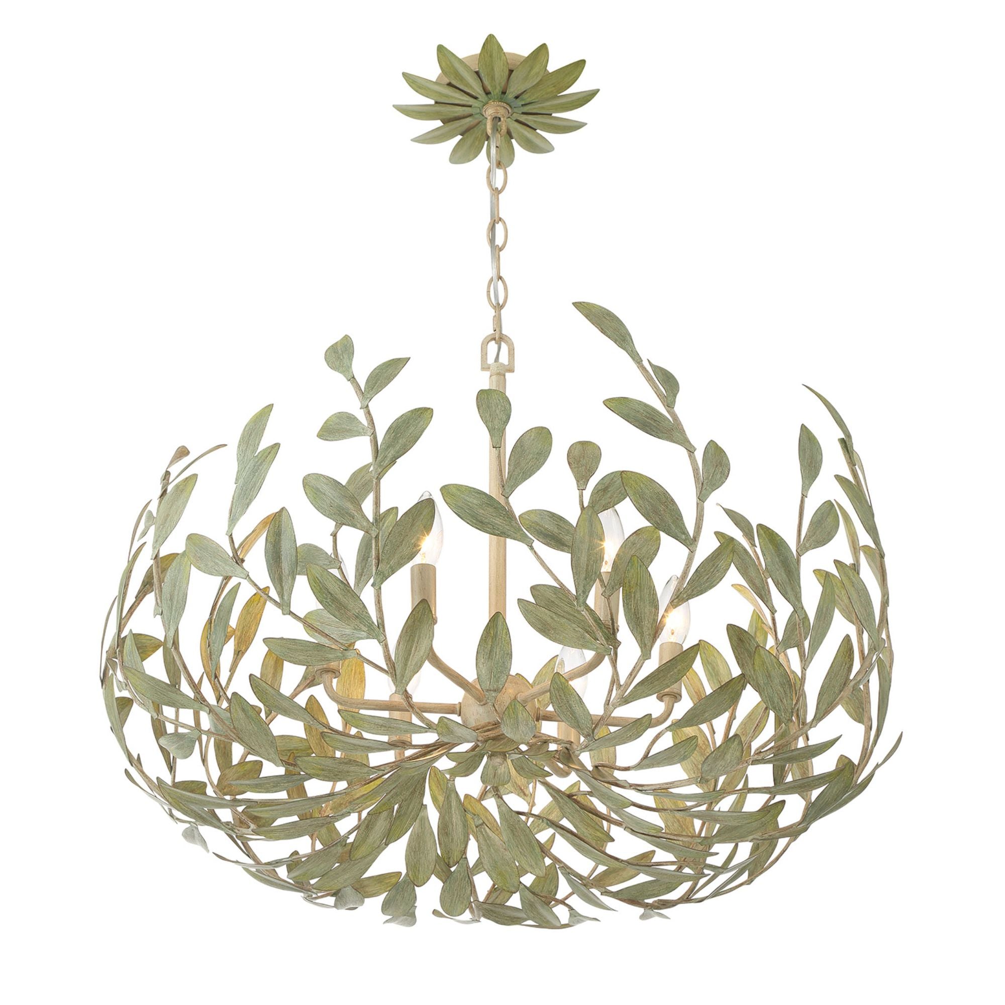 Broche 6 Light Champagne Green Tea Chandelier 27"W x 19"H x 27"D