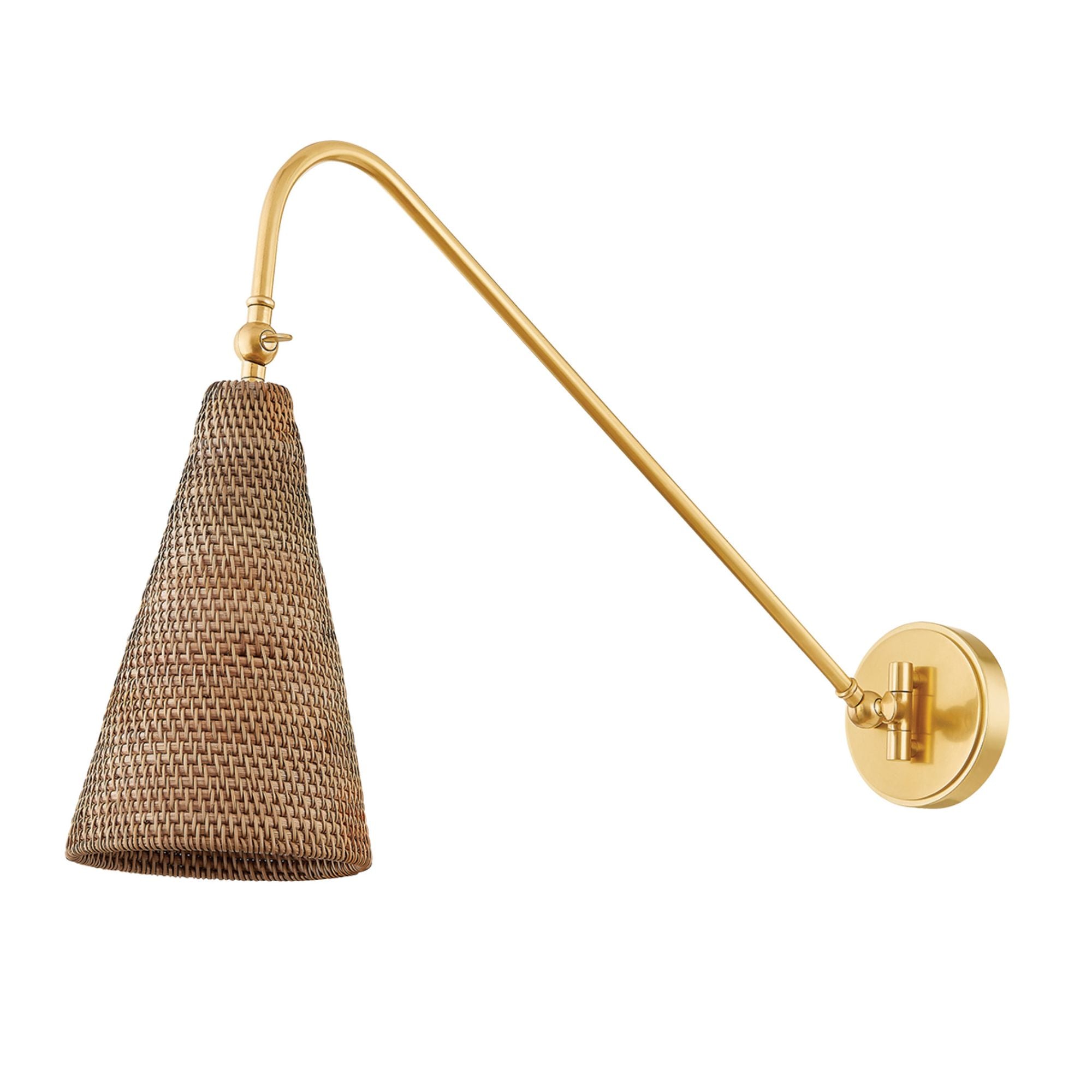 Averack 1-Light Plug-in Sconce in Aged Brass 5.75W x 16.25H