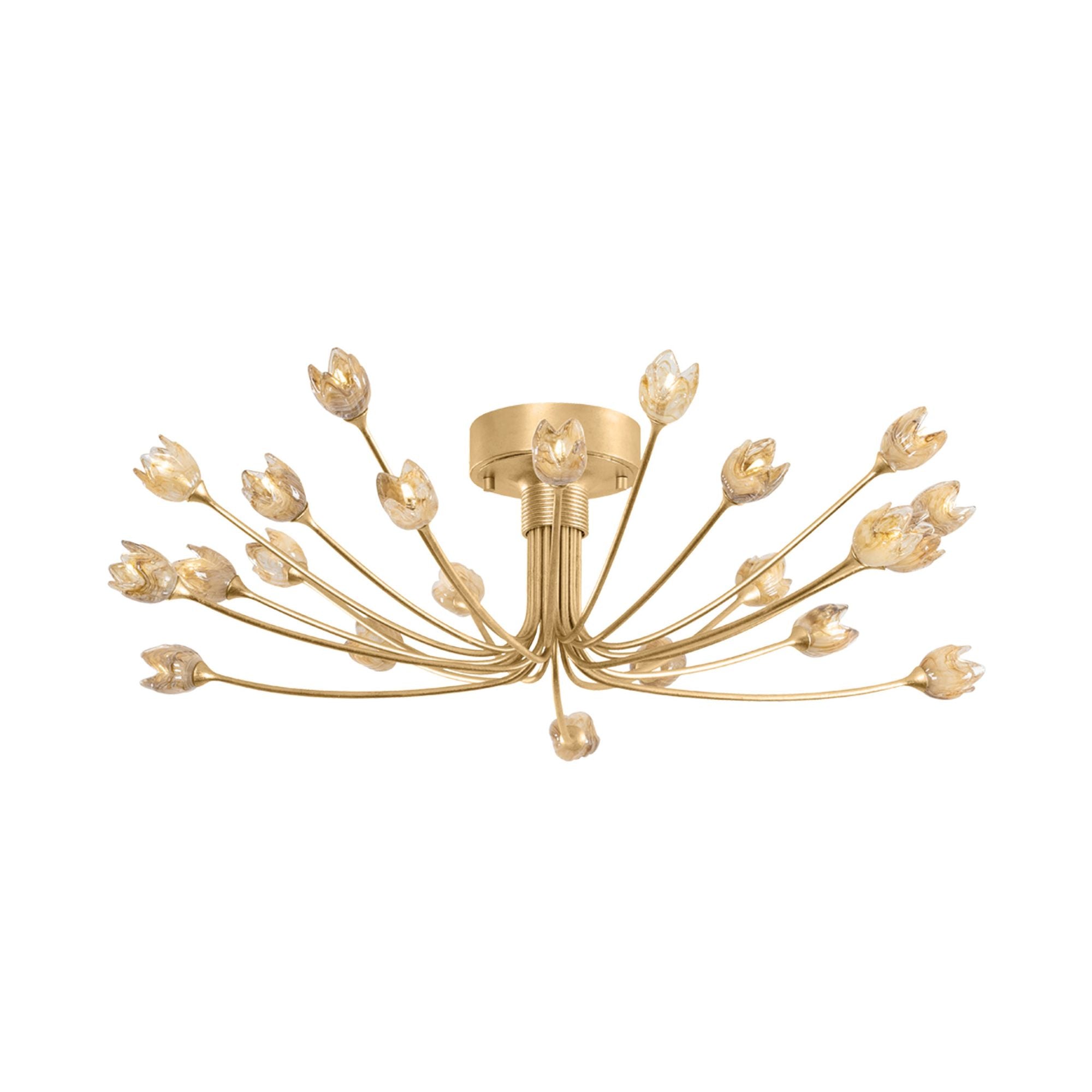 Falkirk 22-Light Semi Flush in Vintage Gold Leaf 30W x 8.75H