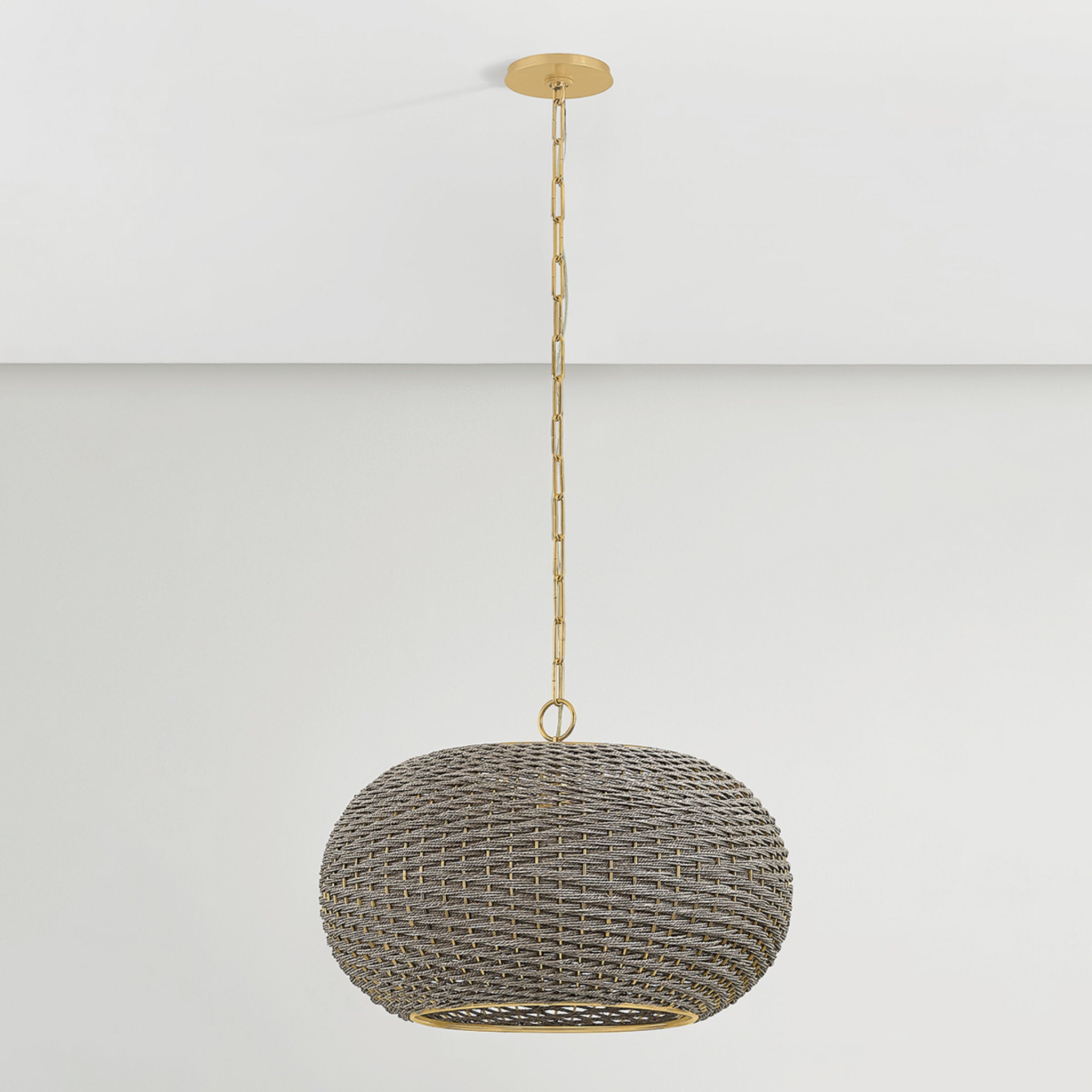 Penarth 1-Light Pendant in Aged Brass 24W x 16.5H