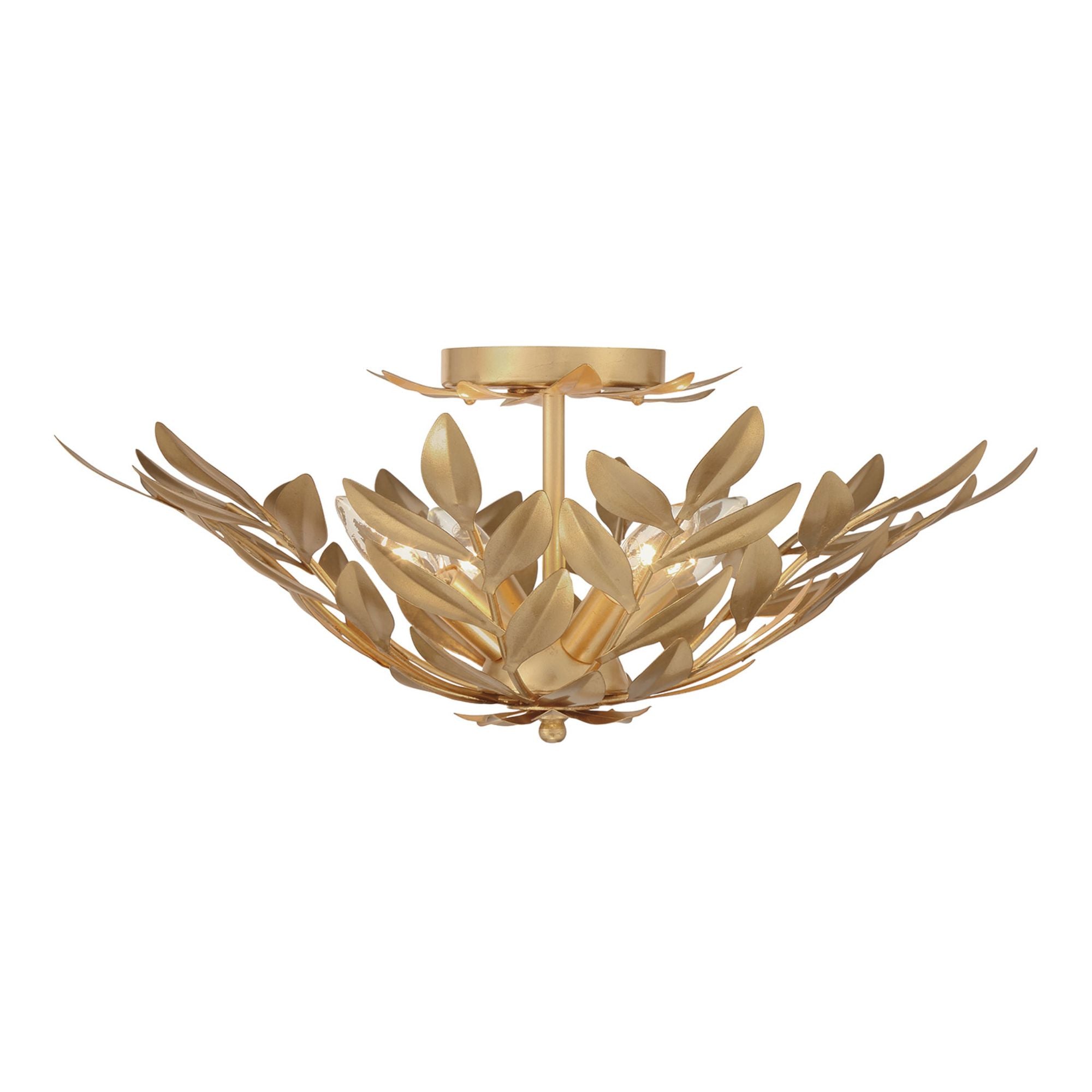 Broche 4 Light Antique Gold Semi Flush Mount 20.75"W x 8.25"H x 20.75"D