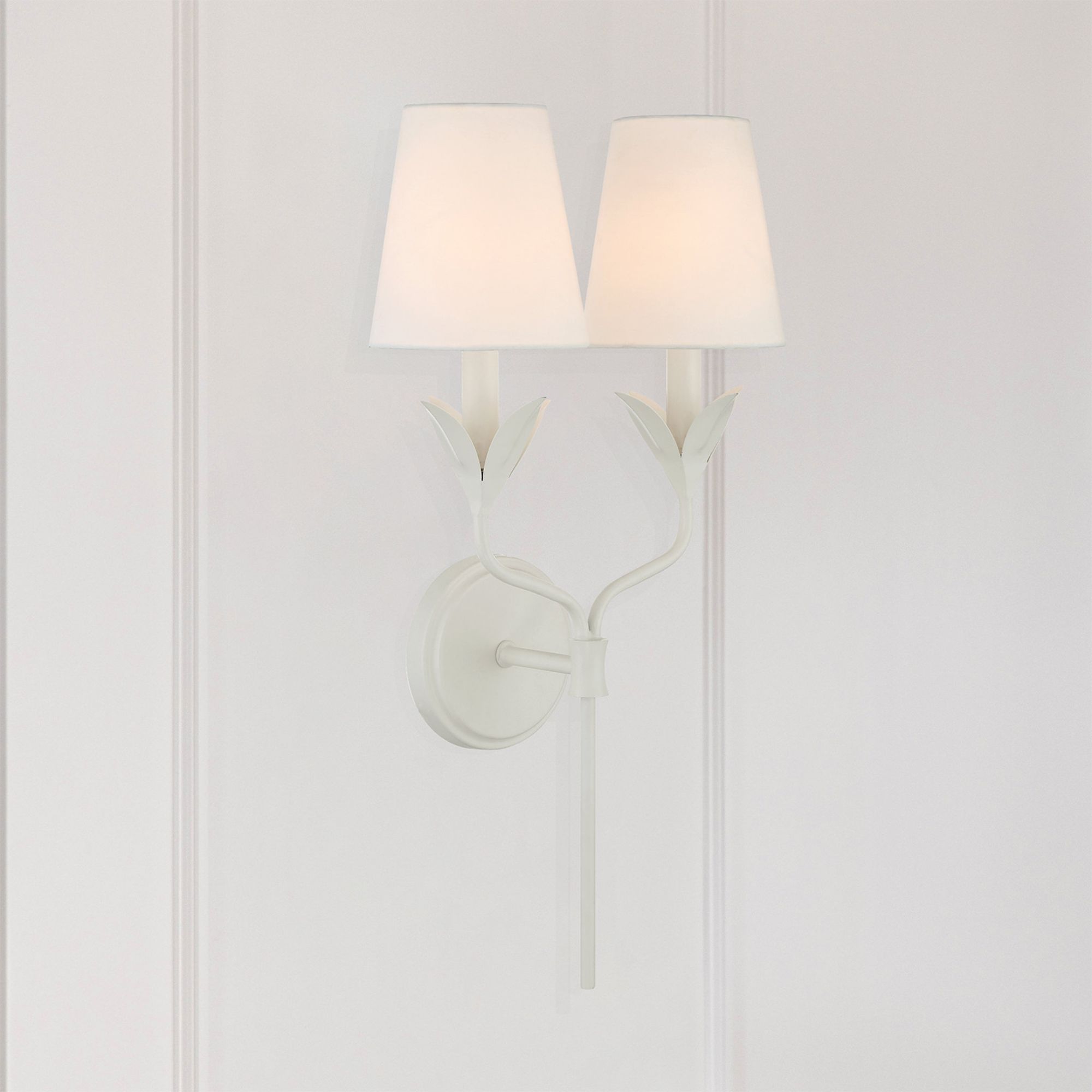Broche 2 Light Matte White Sconce Silk Shade 12"W x 21"H x 6.75"D