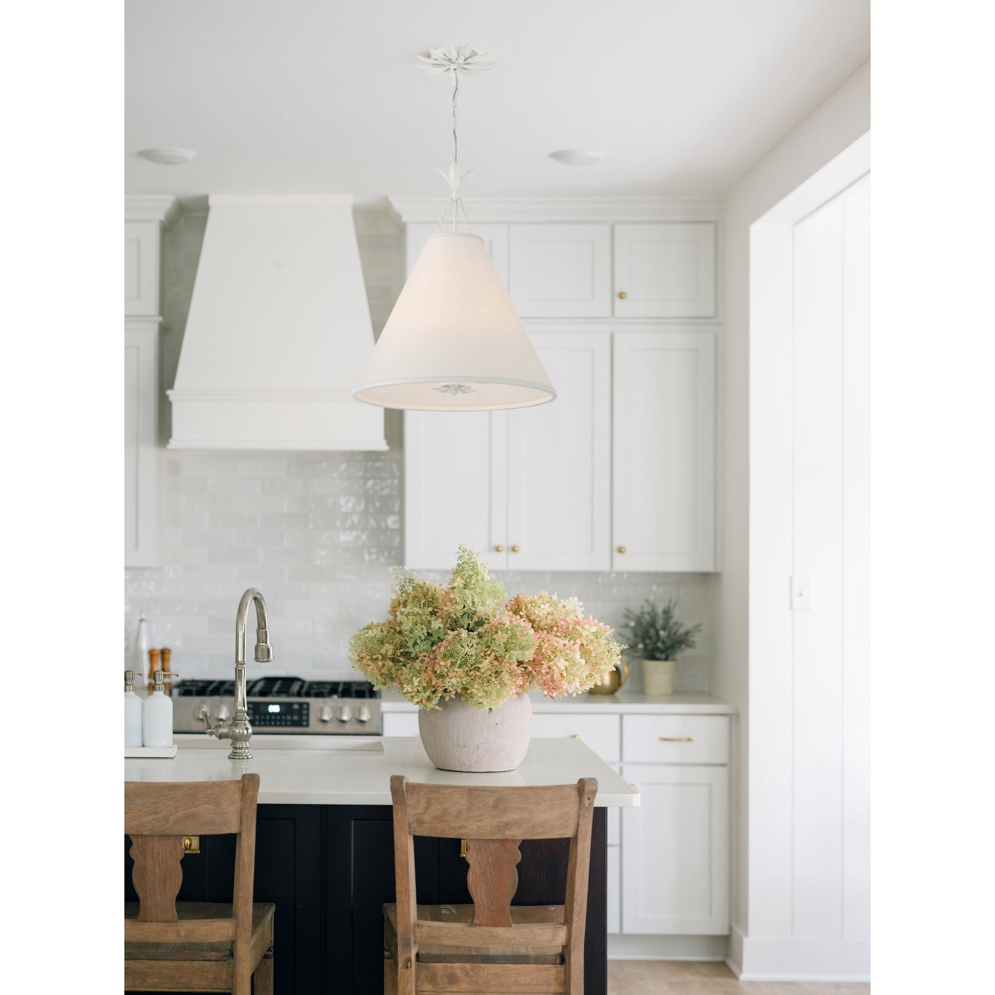 Broche 4 Light Matte White Pendant Silk Shade 18"W x 22.75"H x 18"D