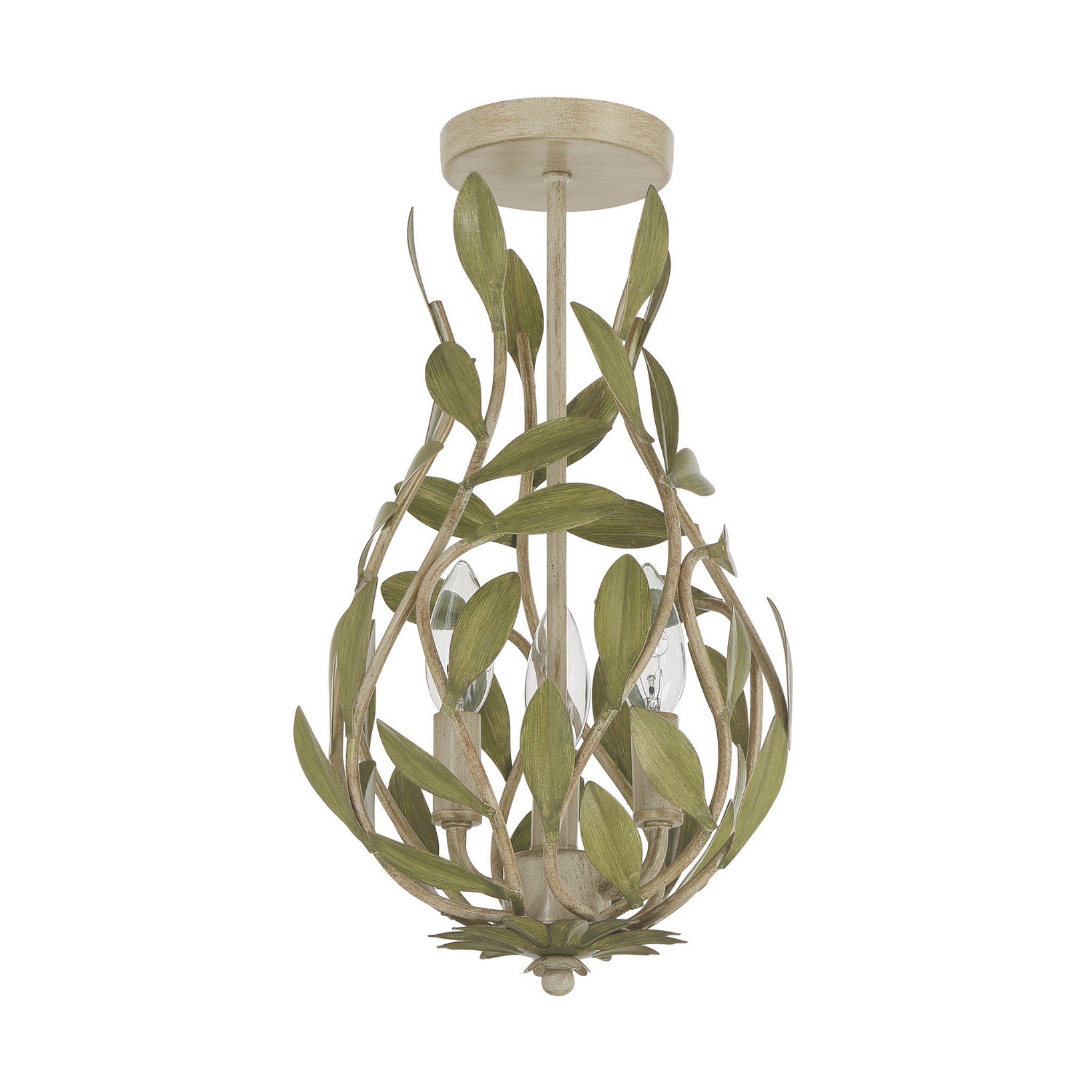 Broche 9'' Champagne Green Tea Semi Flush Mount Green 9"W x 16.25"H x 9"D