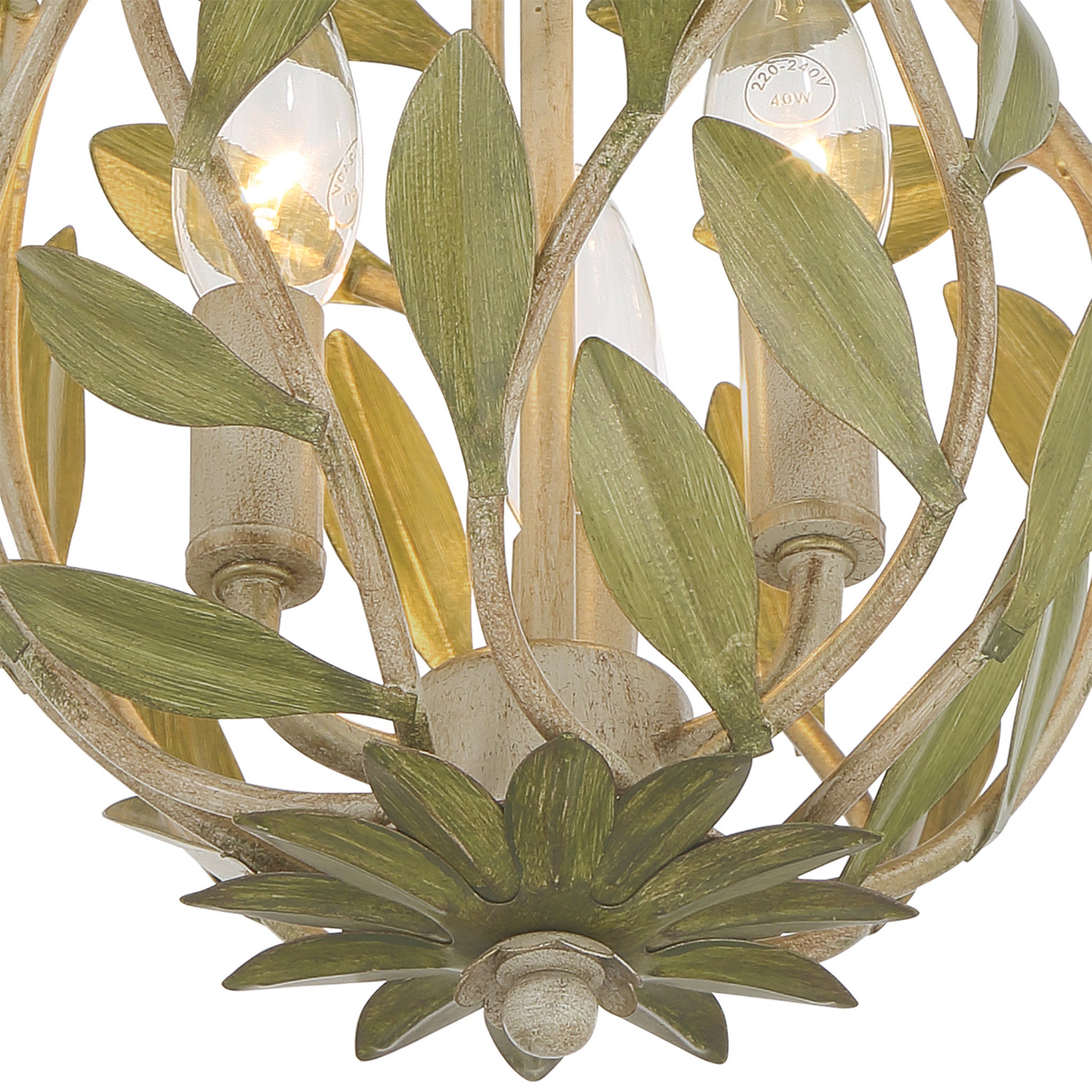 Broche 9'' Champagne Green Tea Semi Flush Mount Green 9"W x 16.25"H x 9"D