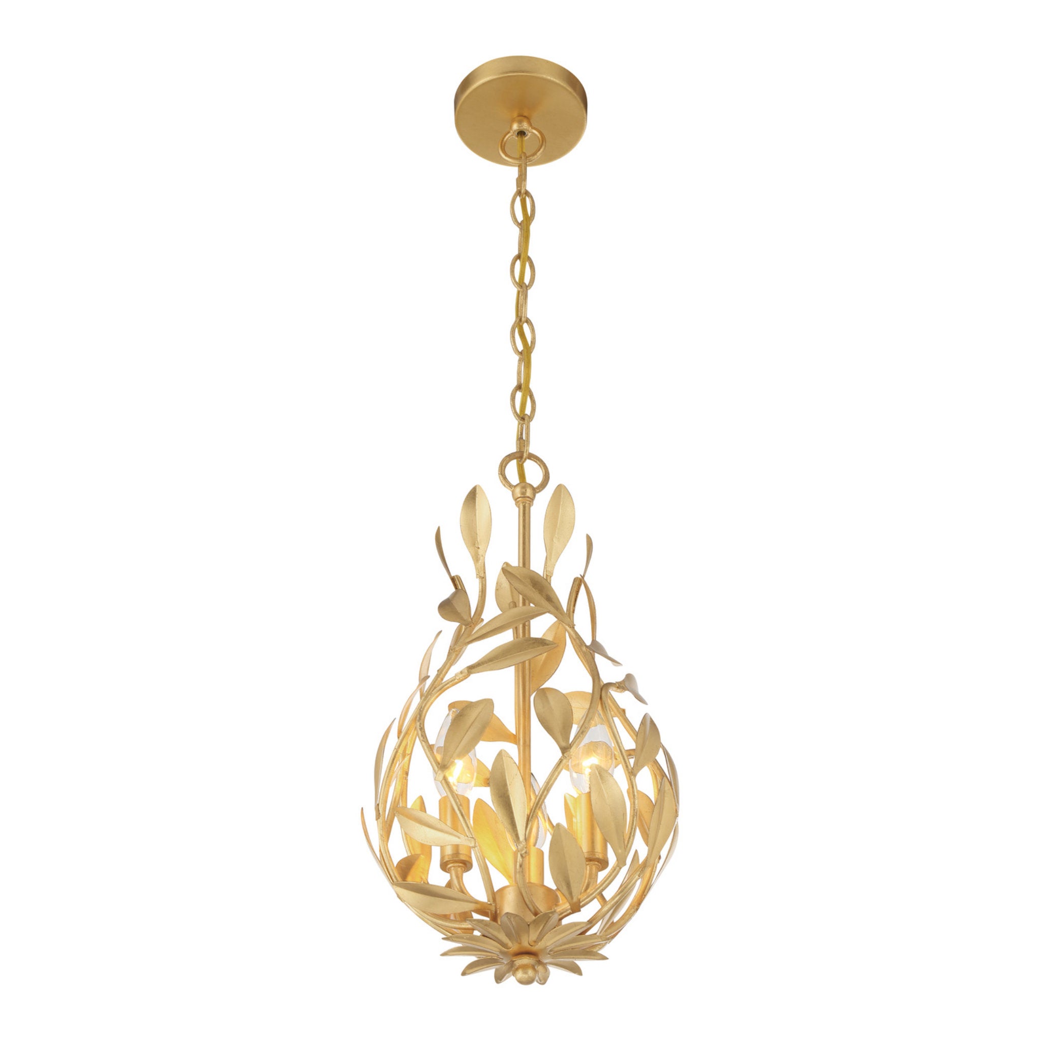 Broche 9'' Antique Gold Chandelier Gold 9"W x 17.25"H x 9"D
