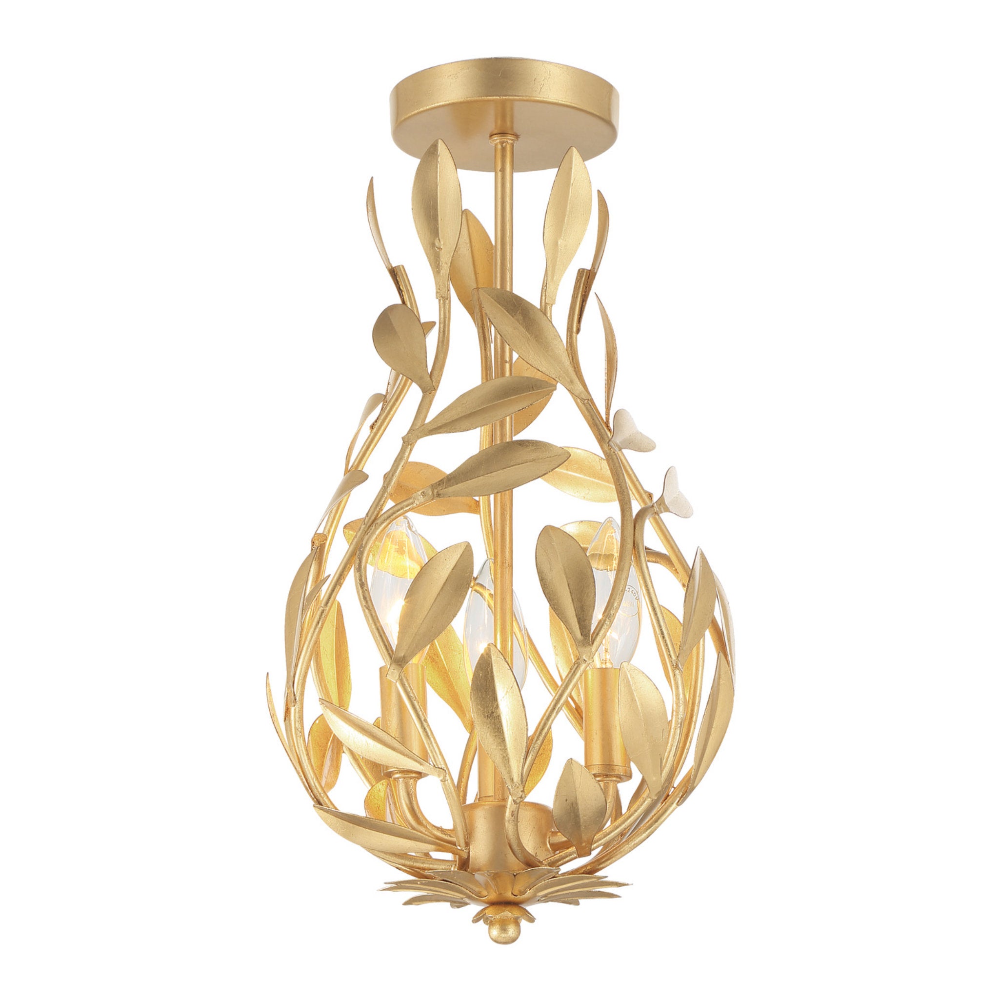 Broche 9'' Antique Gold Semi Flush Mount Gold 9"W x 16.25"H x 9"D