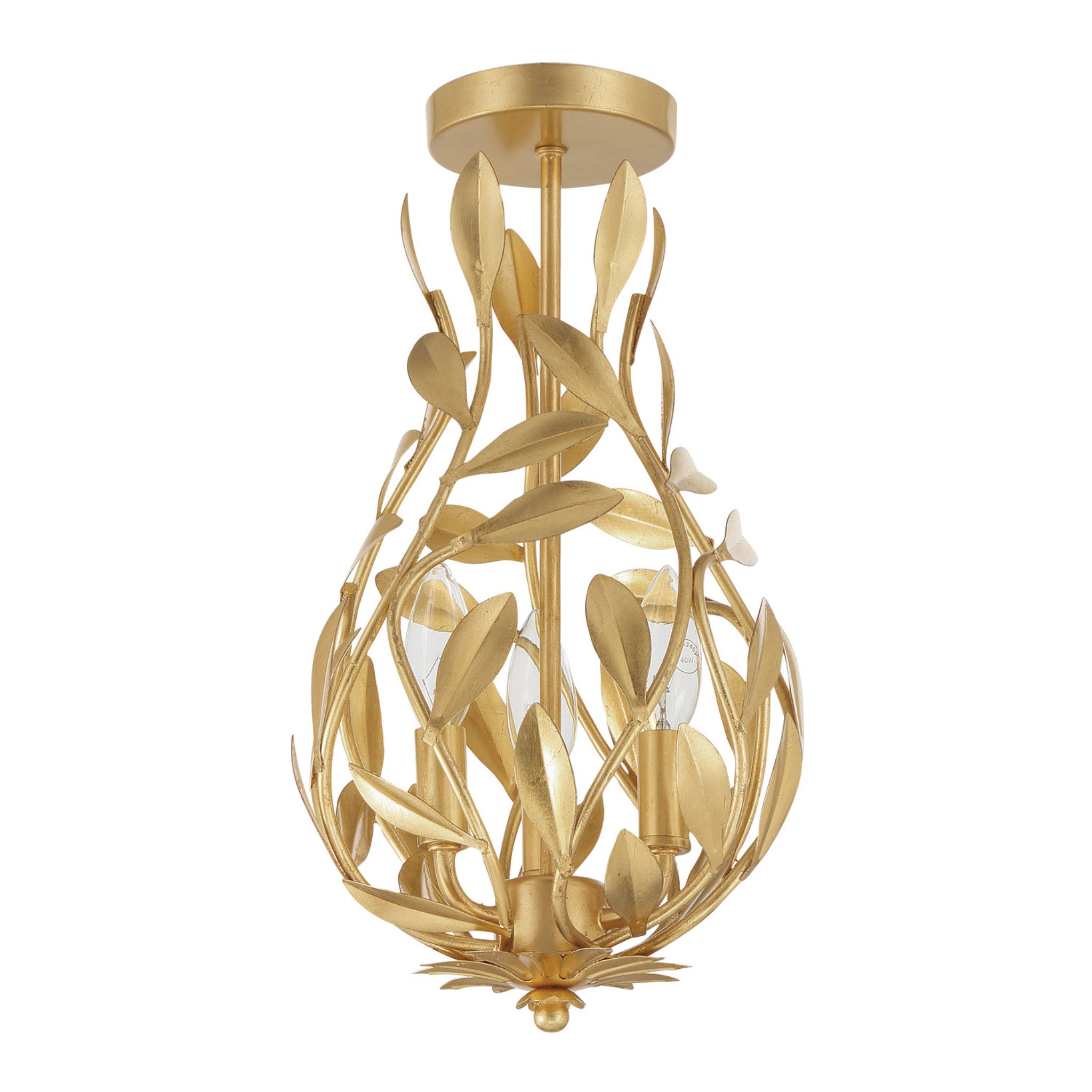 Broche 9'' Antique Gold Semi Flush Mount Gold 9"W x 16.25"H x 9"D