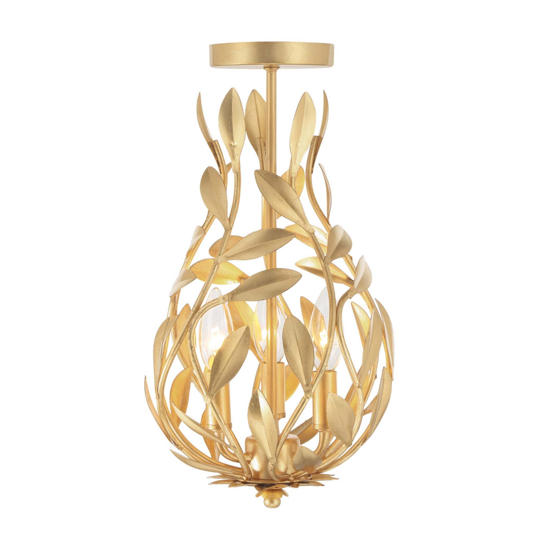 Broche 9'' Antique Gold Semi Flush Mount Gold 9"W x 16.25"H x 9"D