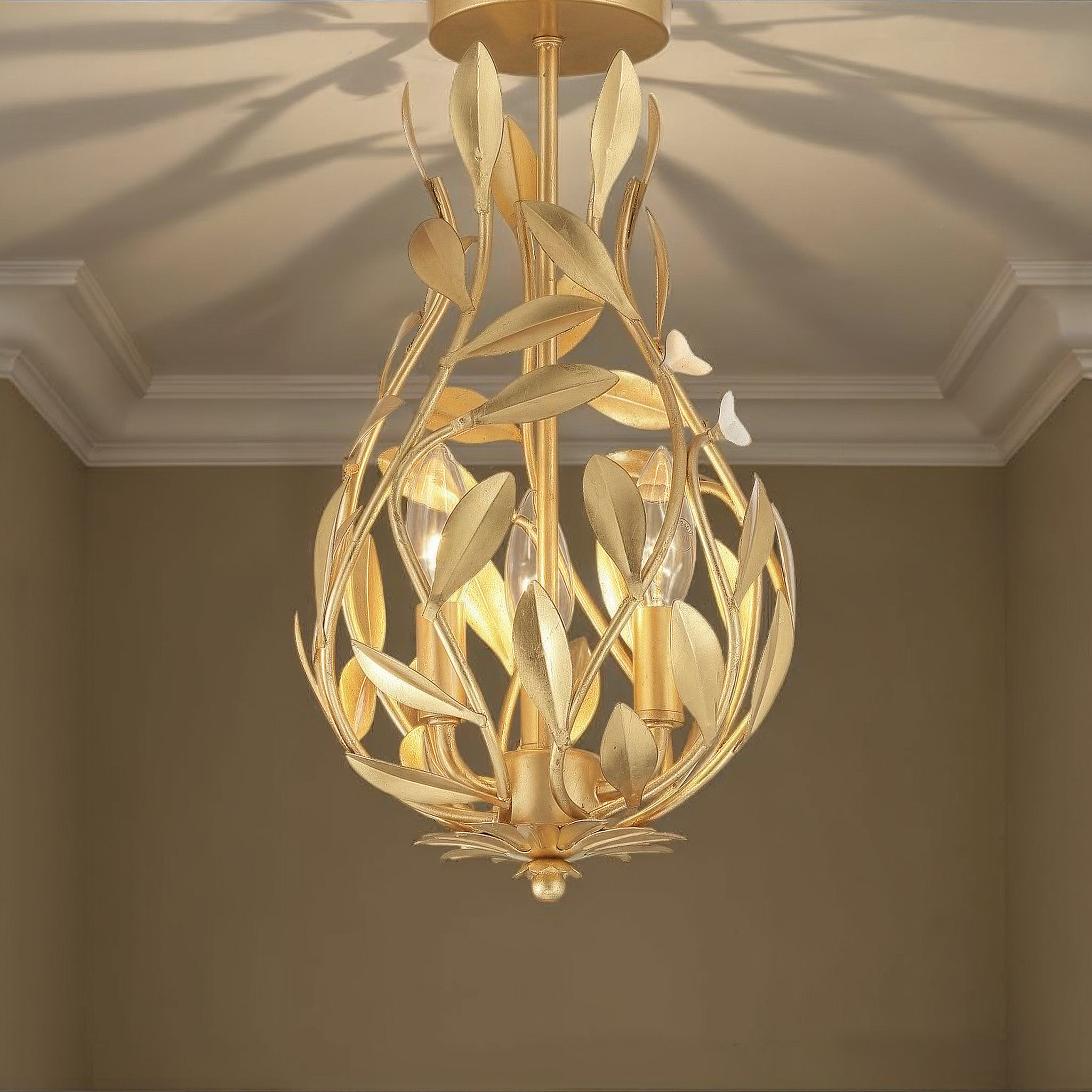 Broche 9'' Antique Gold Semi Flush Mount Gold 9"W x 16.25"H x 9"D