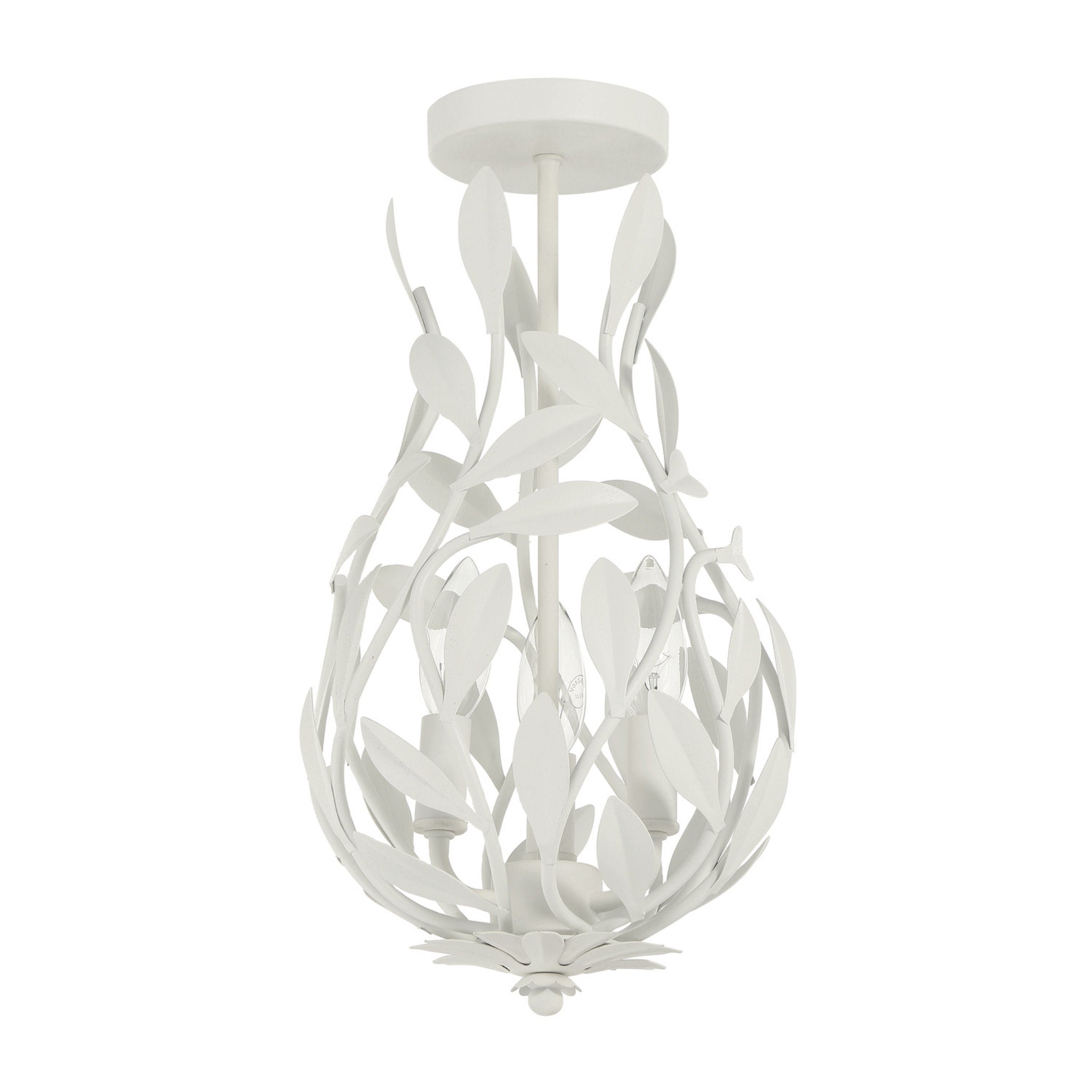 Broche 9'' Matte White Semi Flush Mount White 9"W x 16.25"H x 9"D