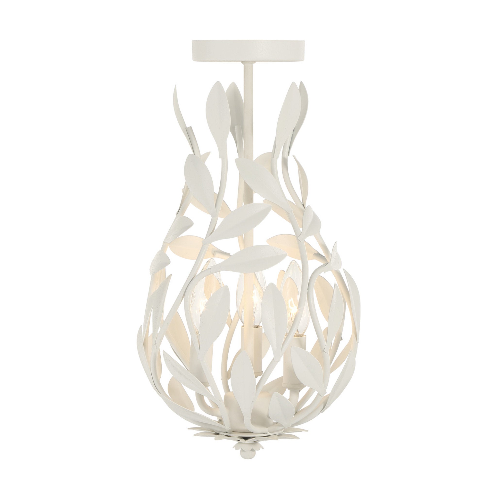 Broche 9'' Matte White Semi Flush Mount White 9"W x 16.25"H x 9"D