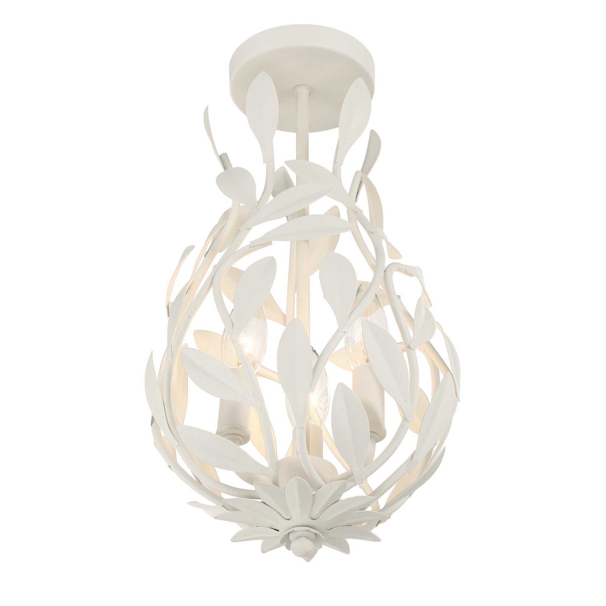 Broche 9'' Matte White Semi Flush Mount White 9"W x 16.25"H x 9"D
