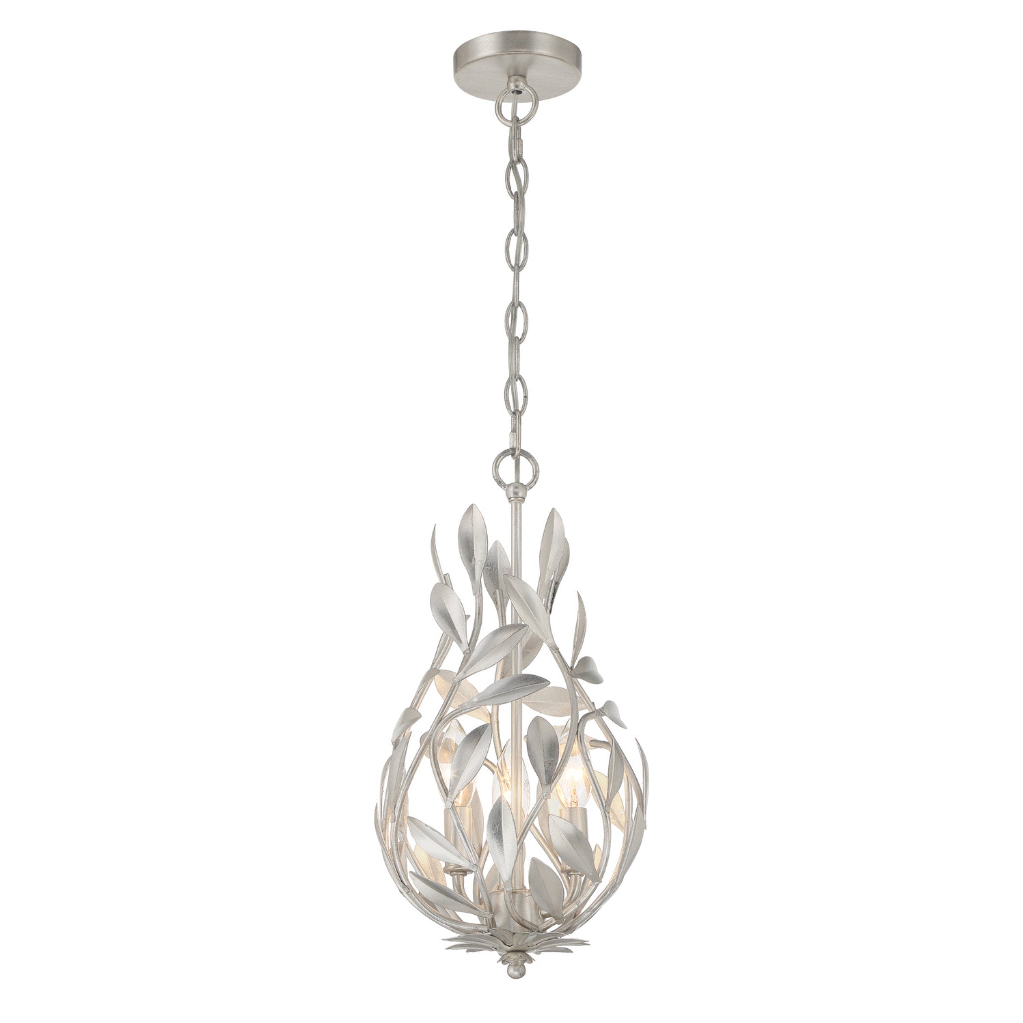 Broche 9'' Antique Silver Chandelier Silver 9"W x 17.25"H x 9"D