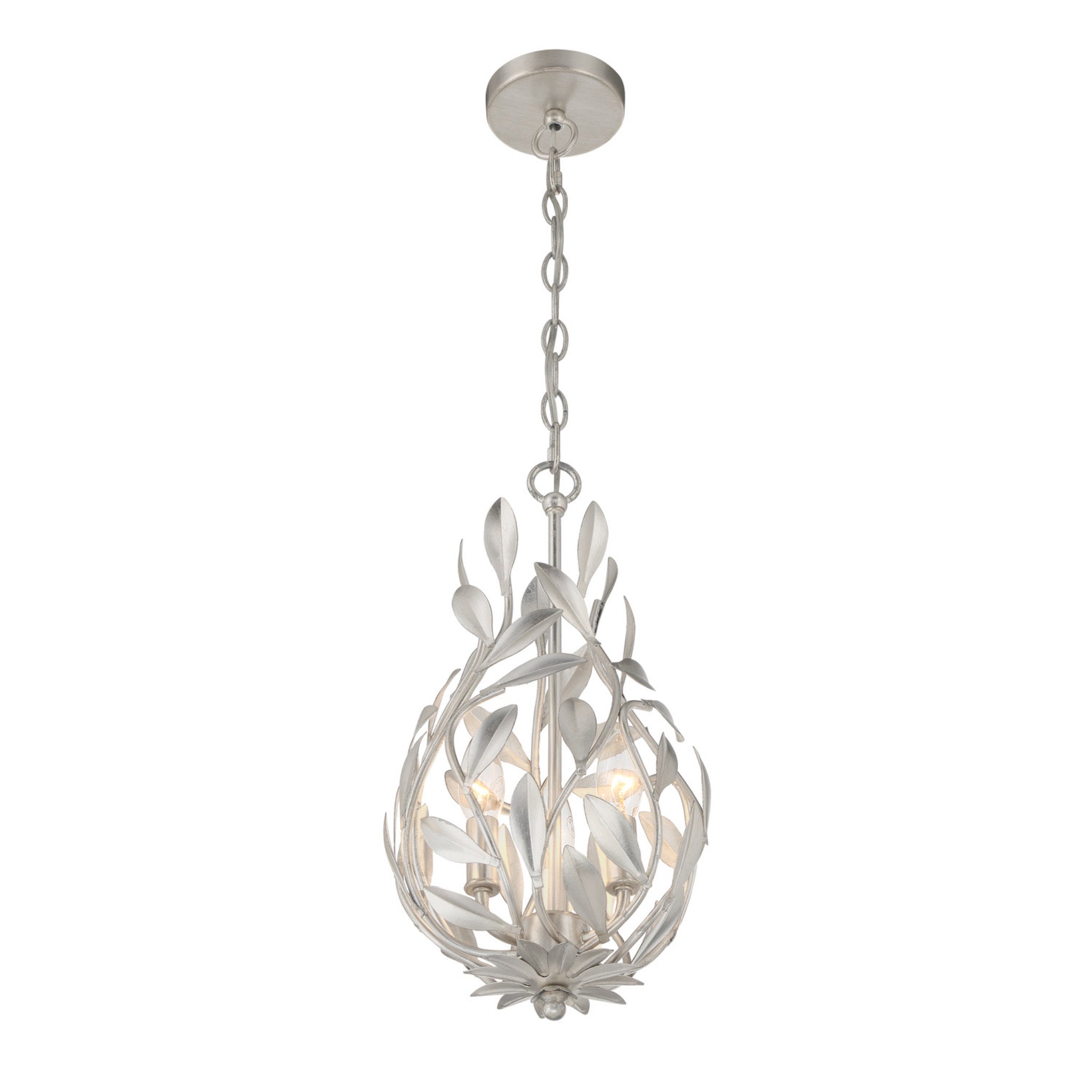 Broche 9'' Antique Silver Chandelier Silver 9"W x 17.25"H x 9"D