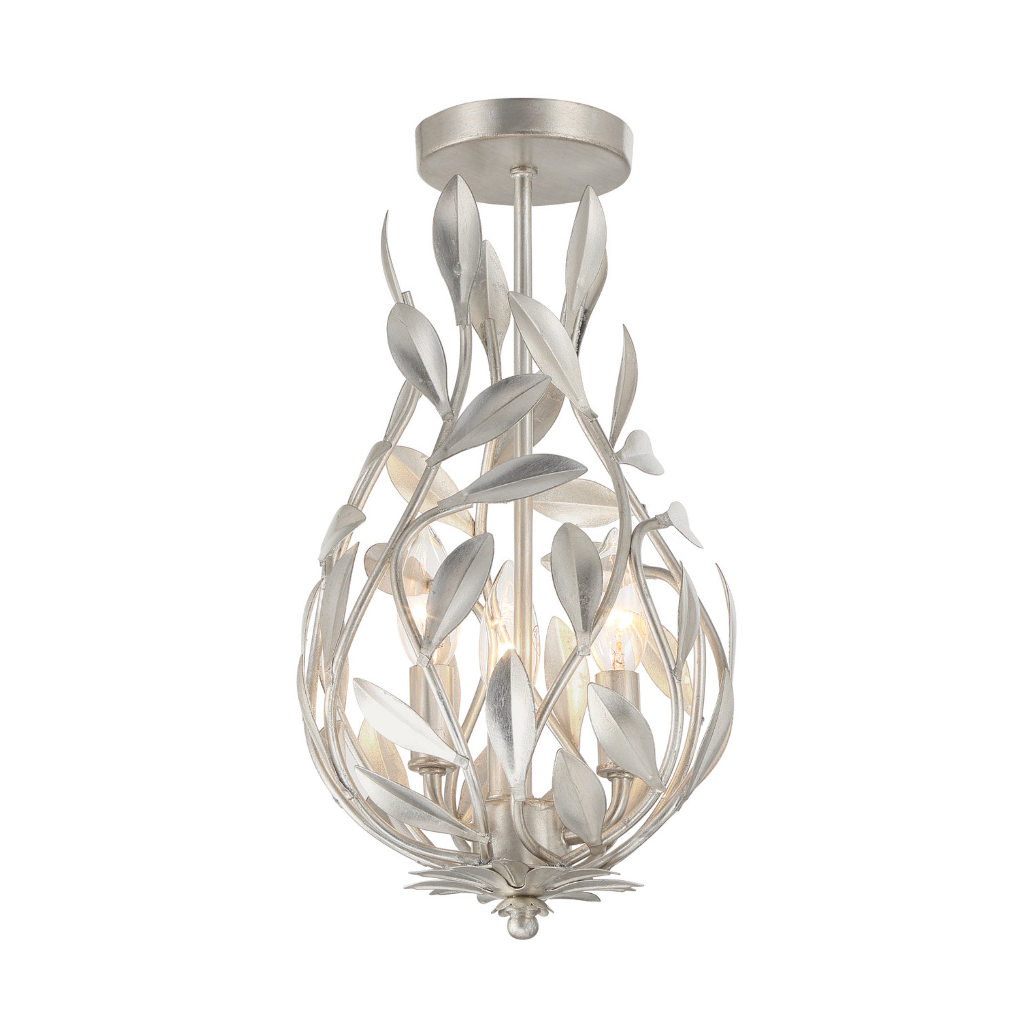 Broche 9'' Antique Silver Semi Flush Mount Silver 9"W x 16.25"H x 9"D
